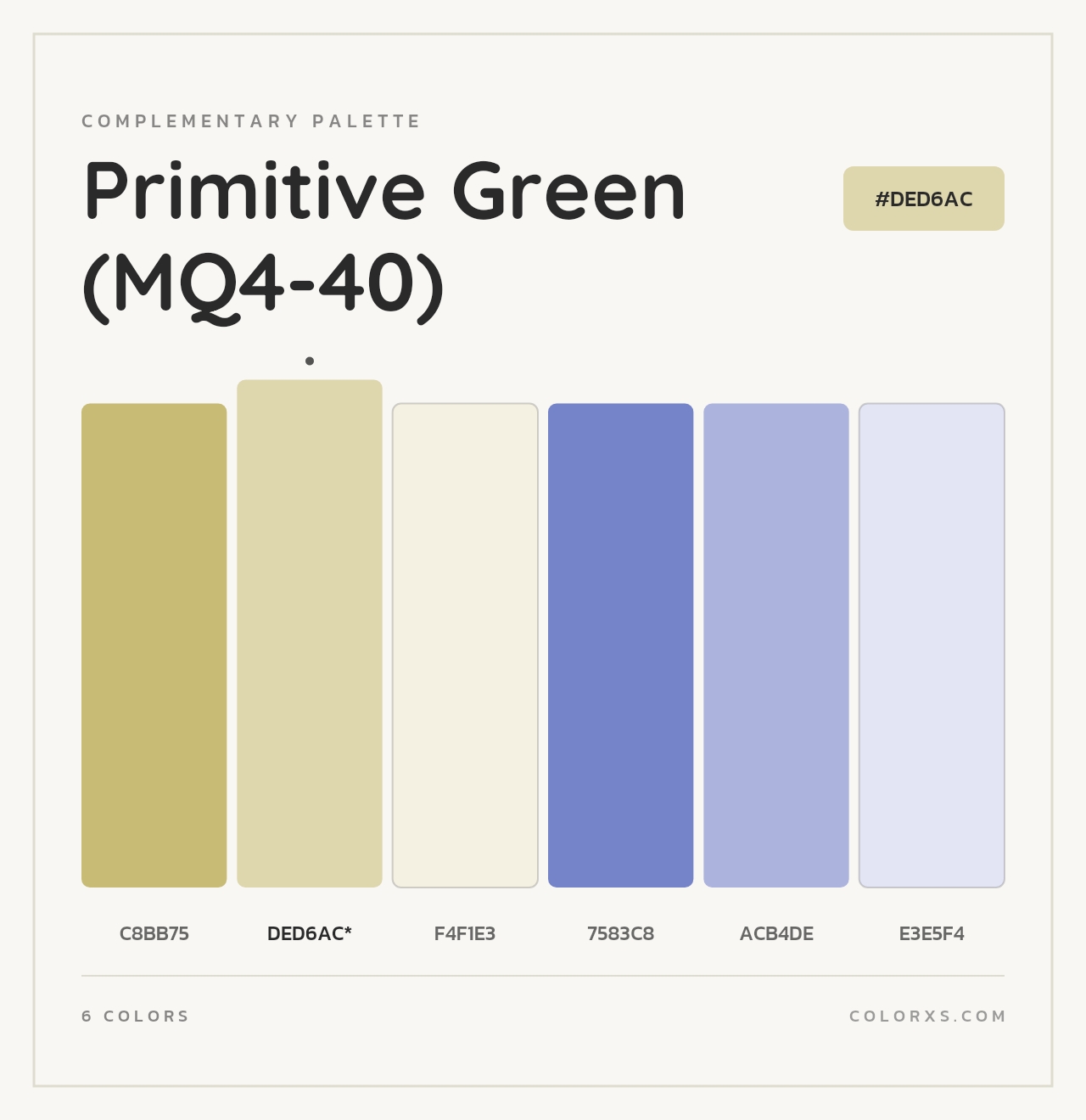 Primitive Green (MQ4-40) - Complementary Color Palette
