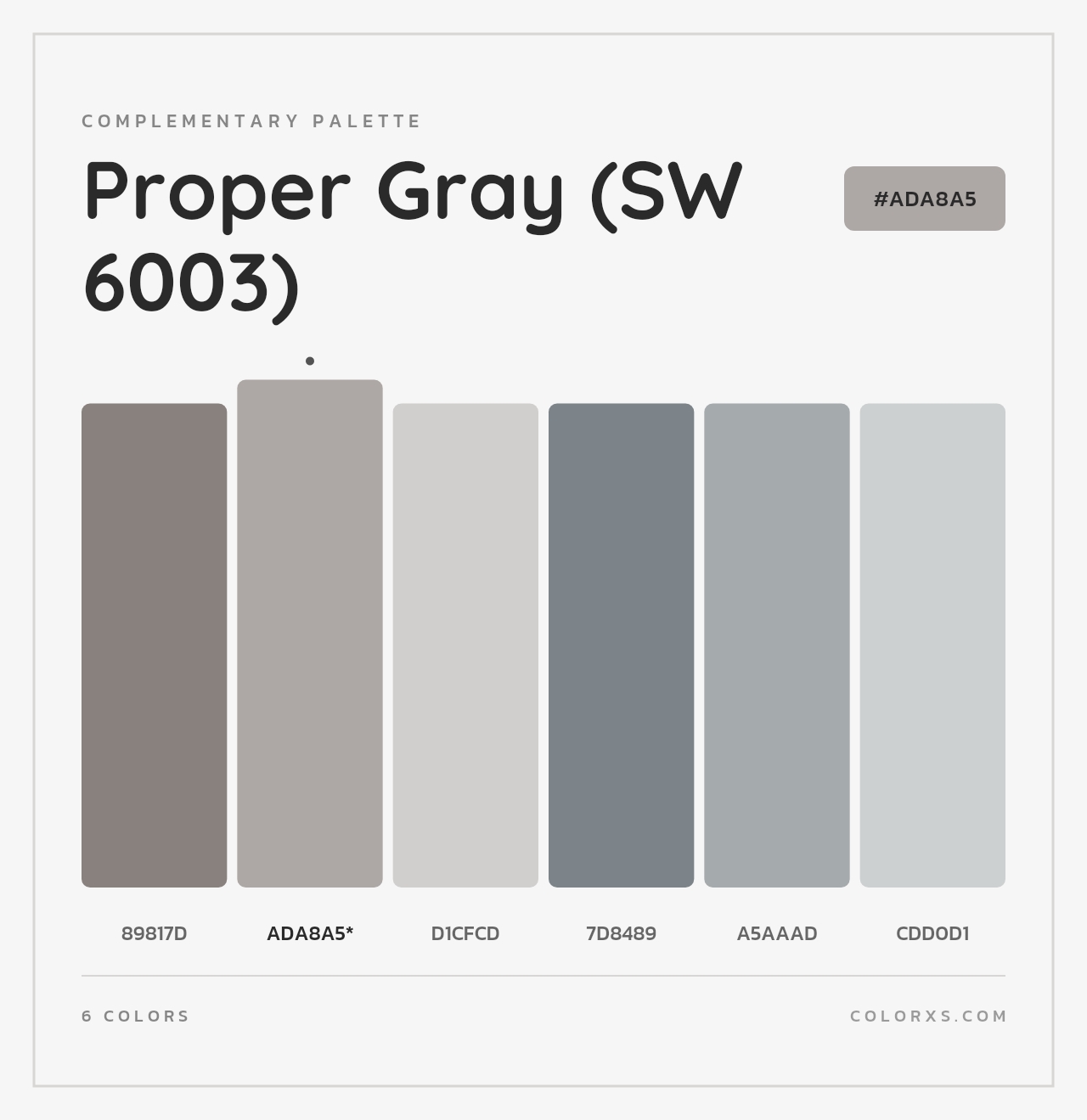 Proper Gray (SW 6003) - Complementary Color Palette