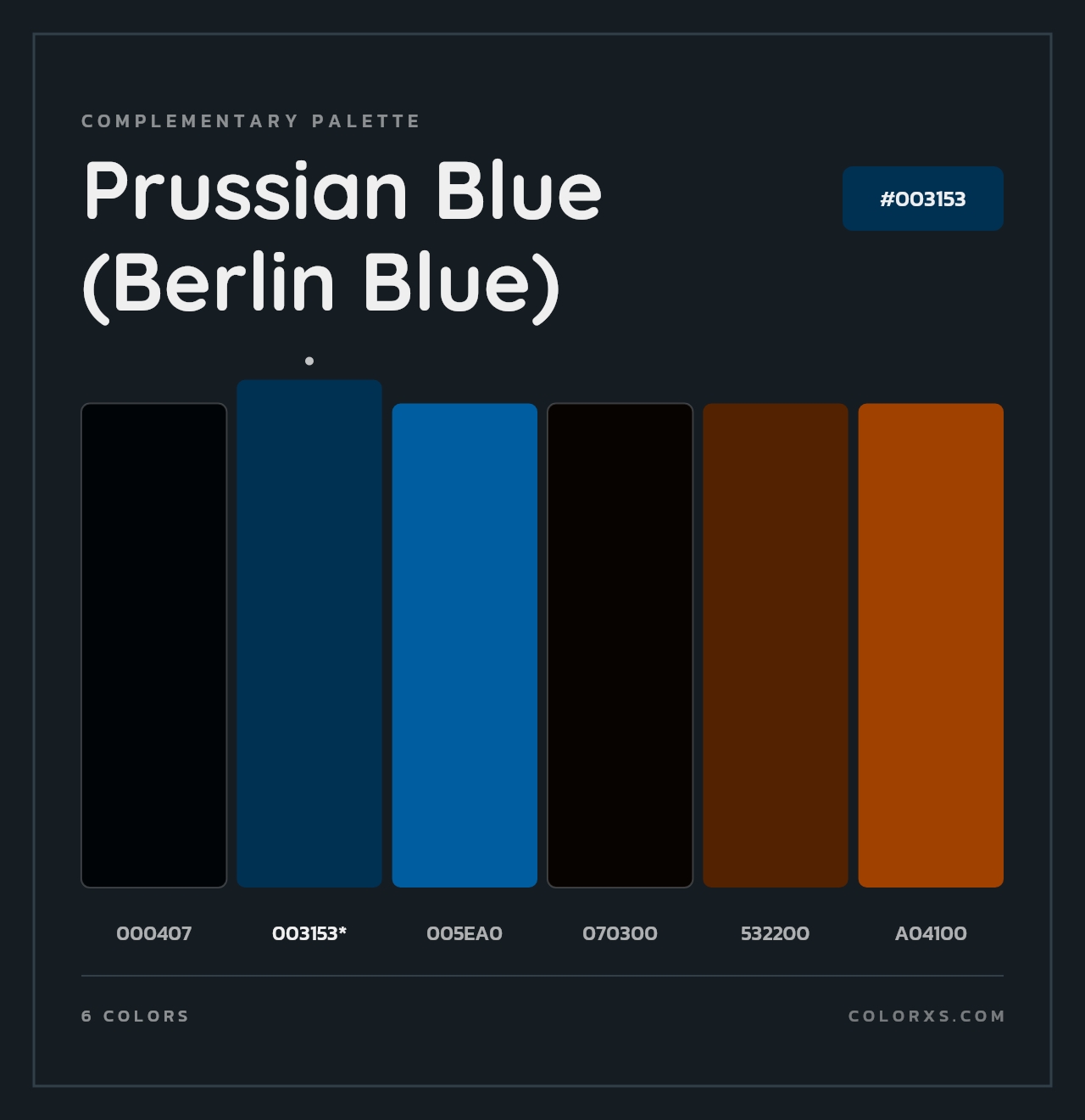 Prussian Blue (Berlin Blue) - Complementary Color Palette