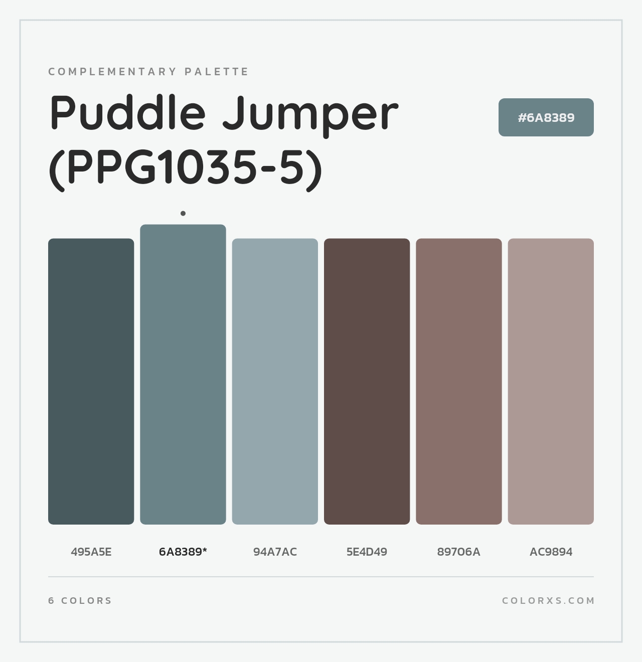 Puddle Jumper (PPG1035-5) - Complementary Color Palette