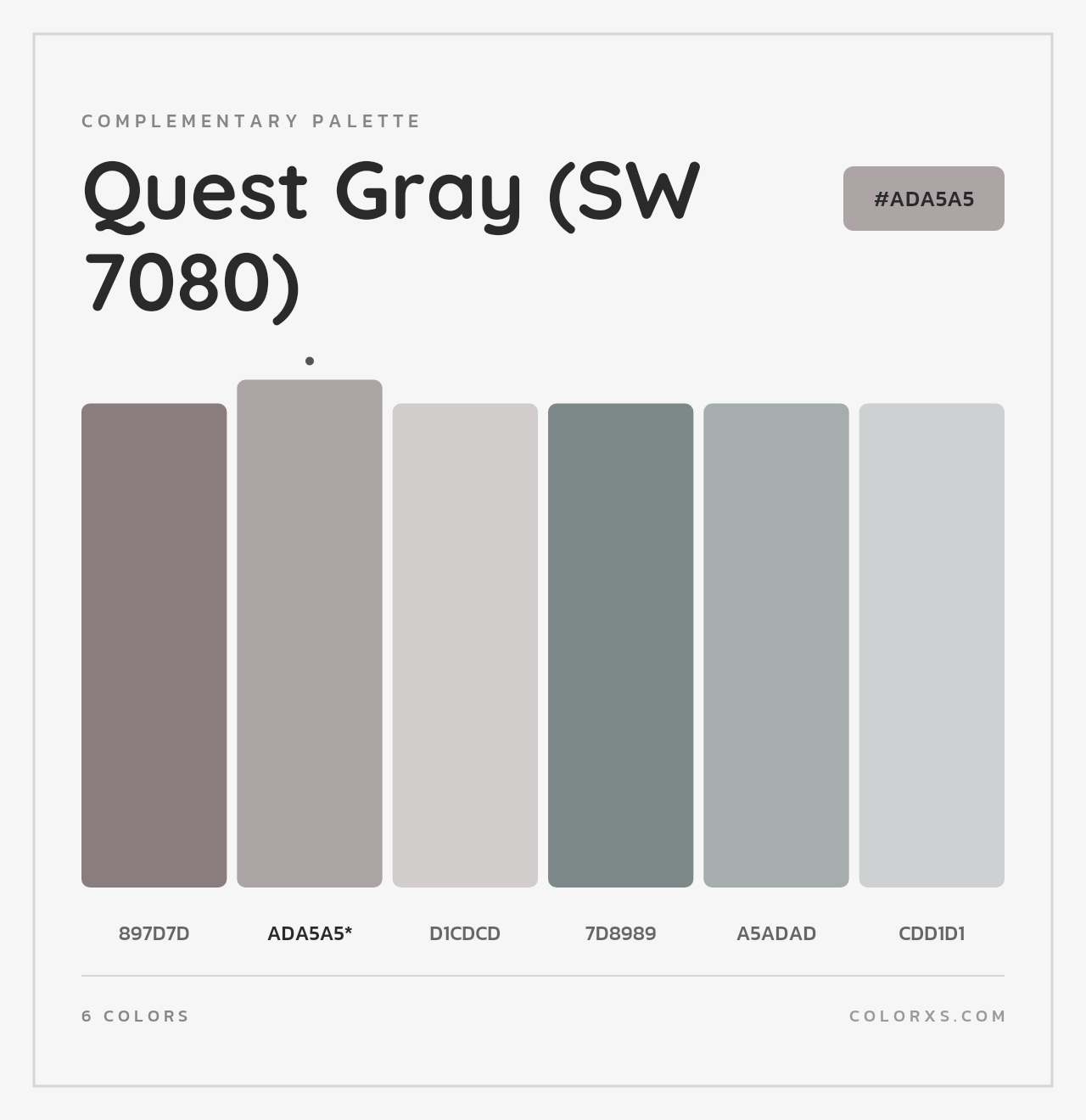 Quest Gray (SW 7080) - Complementary Color Palette