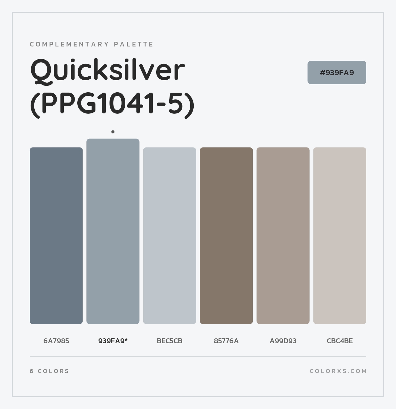 Quicksilver (PPG1041-5) - Complementary Color Palette