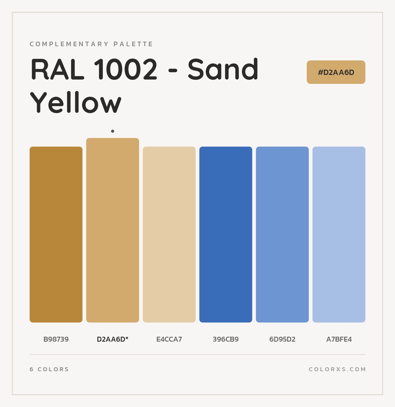 RAL 1002 - Sand Yellow - Complementary Color Palette