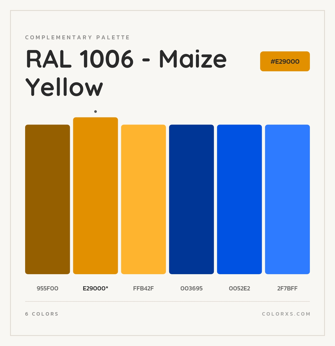 RAL 1006 - Maize Yellow - Complementary Color Palette