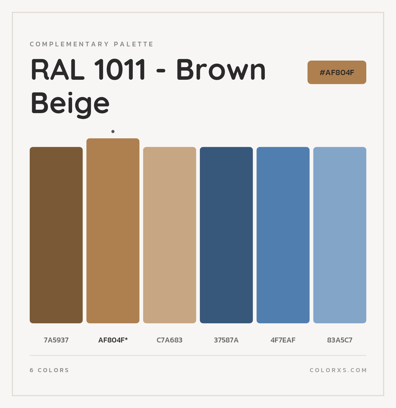RAL 1011 - Brown Beige - Complementary Color Palette