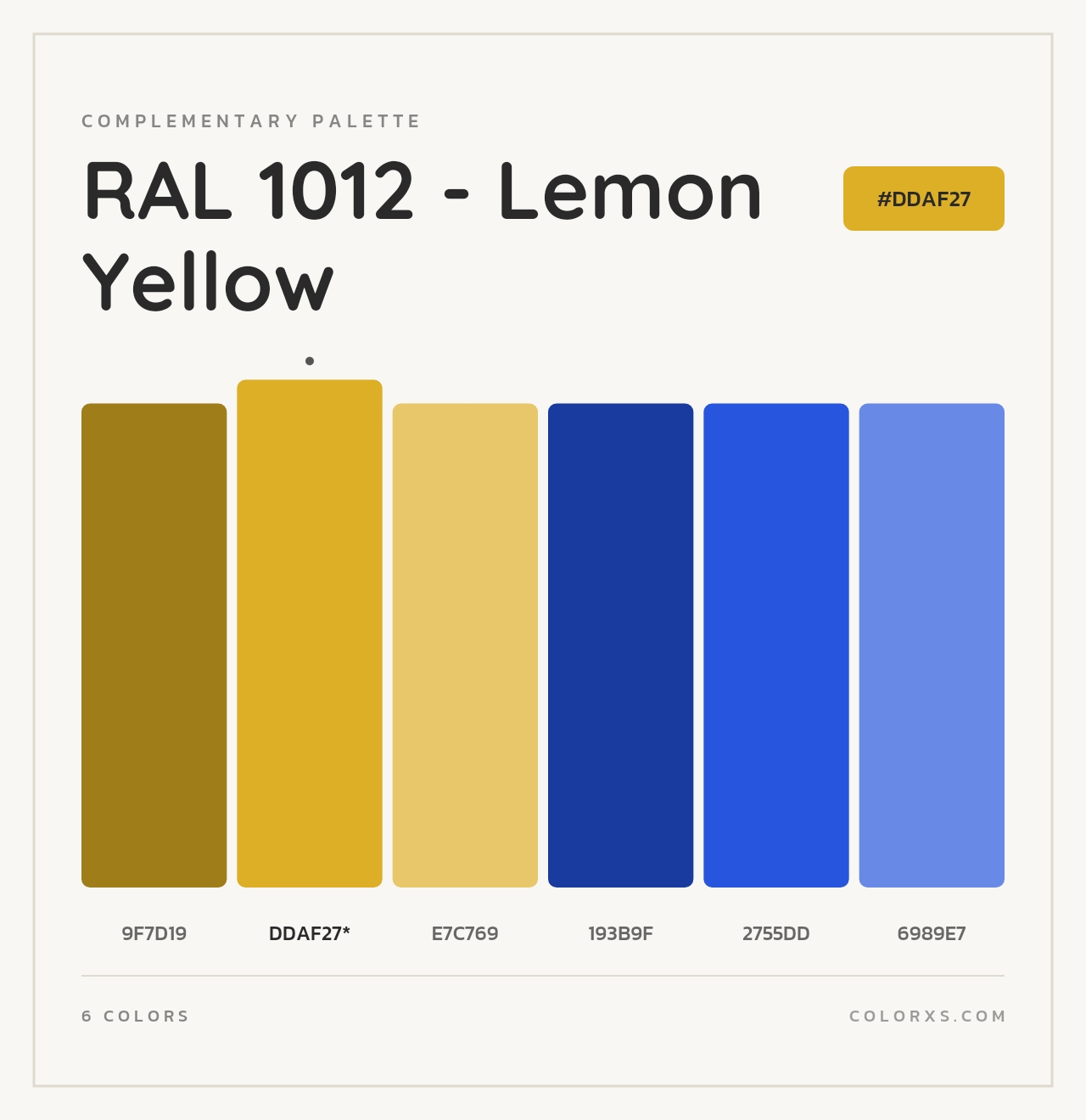 RAL 1012 - Lemon Yellow - Complementary Color Palette