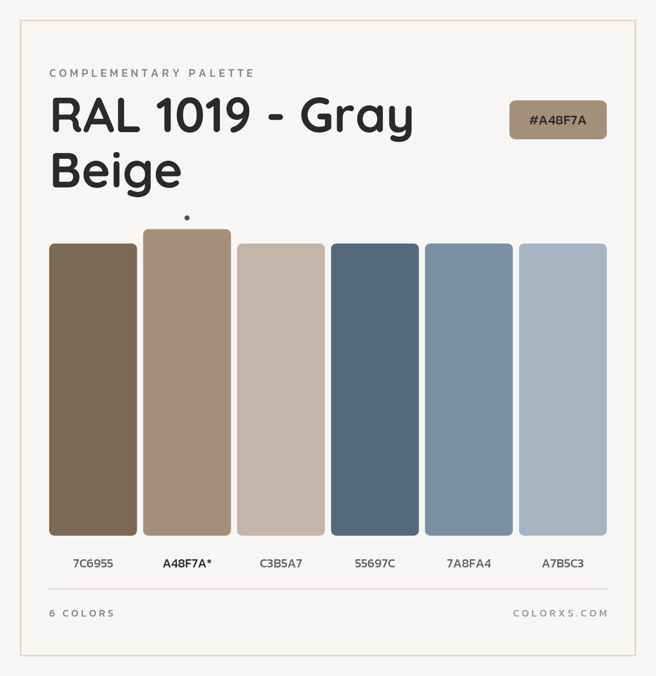 RAL 1019 - Gray Beige - Complementary Color Palette