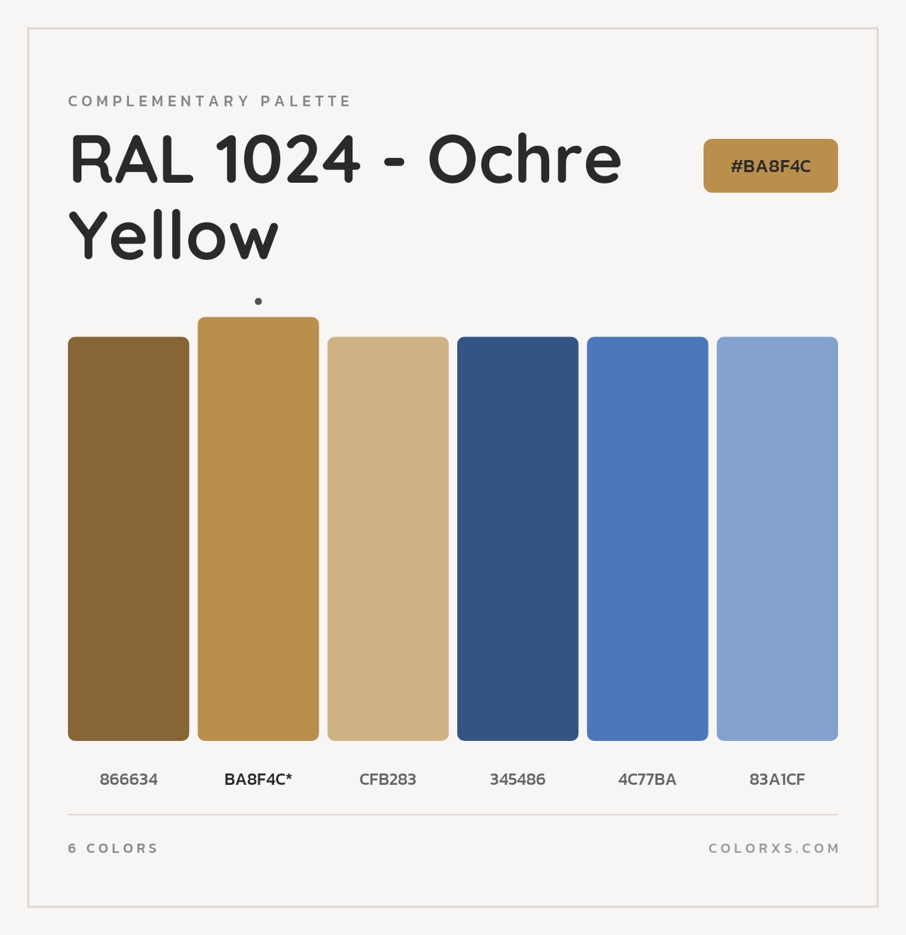 RAL 1024 - Ochre Yellow - Complementary Color Palette
