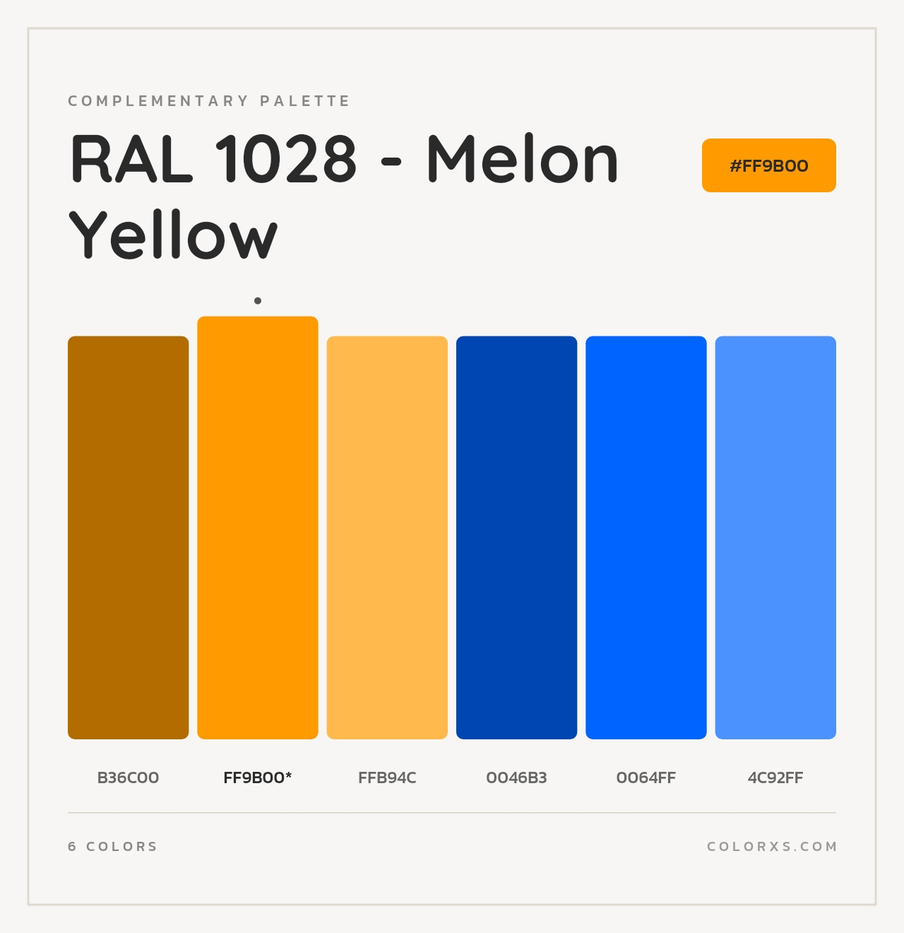 RAL 1028 - Melon Yellow - Complementary Color Palette