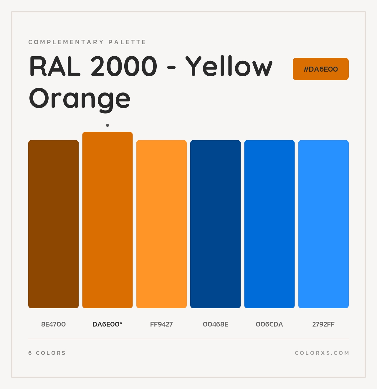 RAL 2000 - Yellow Orange - Complementary Color Palette