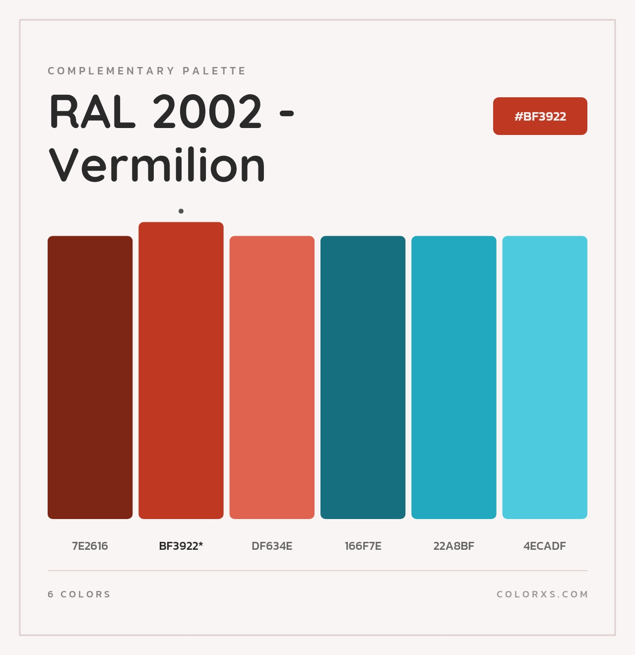 RAL 2002 - Vermilion - Complementary Color Palette
