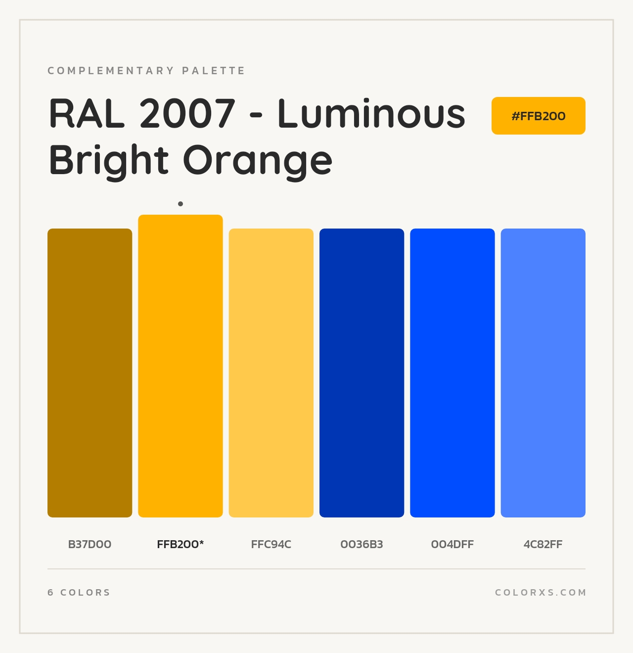 RAL 2007 - Luminous Bright Orange - Complementary Color Palette