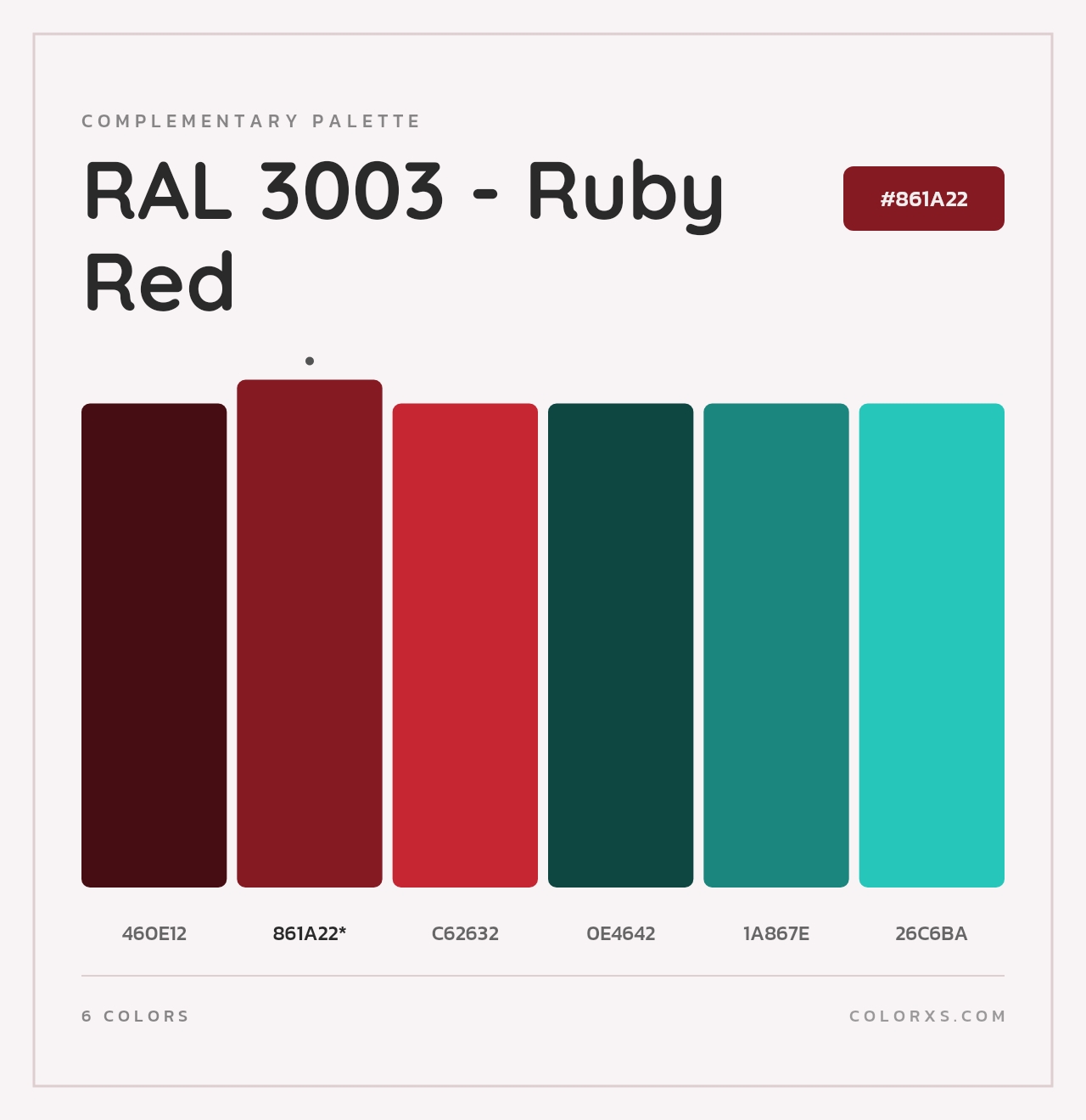 RAL 3003 - Ruby Red - Complementary Color Palette