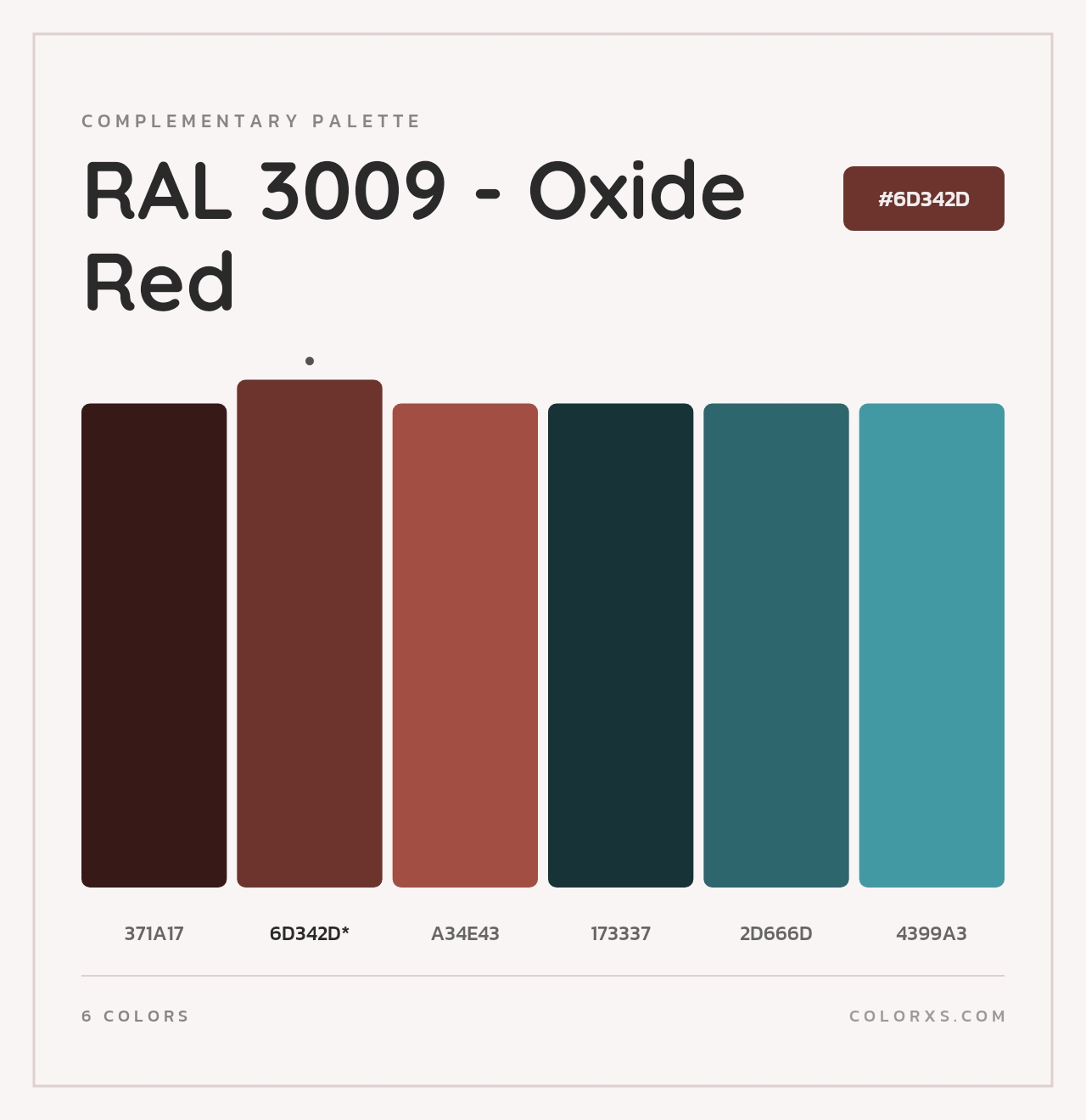 RAL 3009 - Oxide Red - Complementary Color Palette
