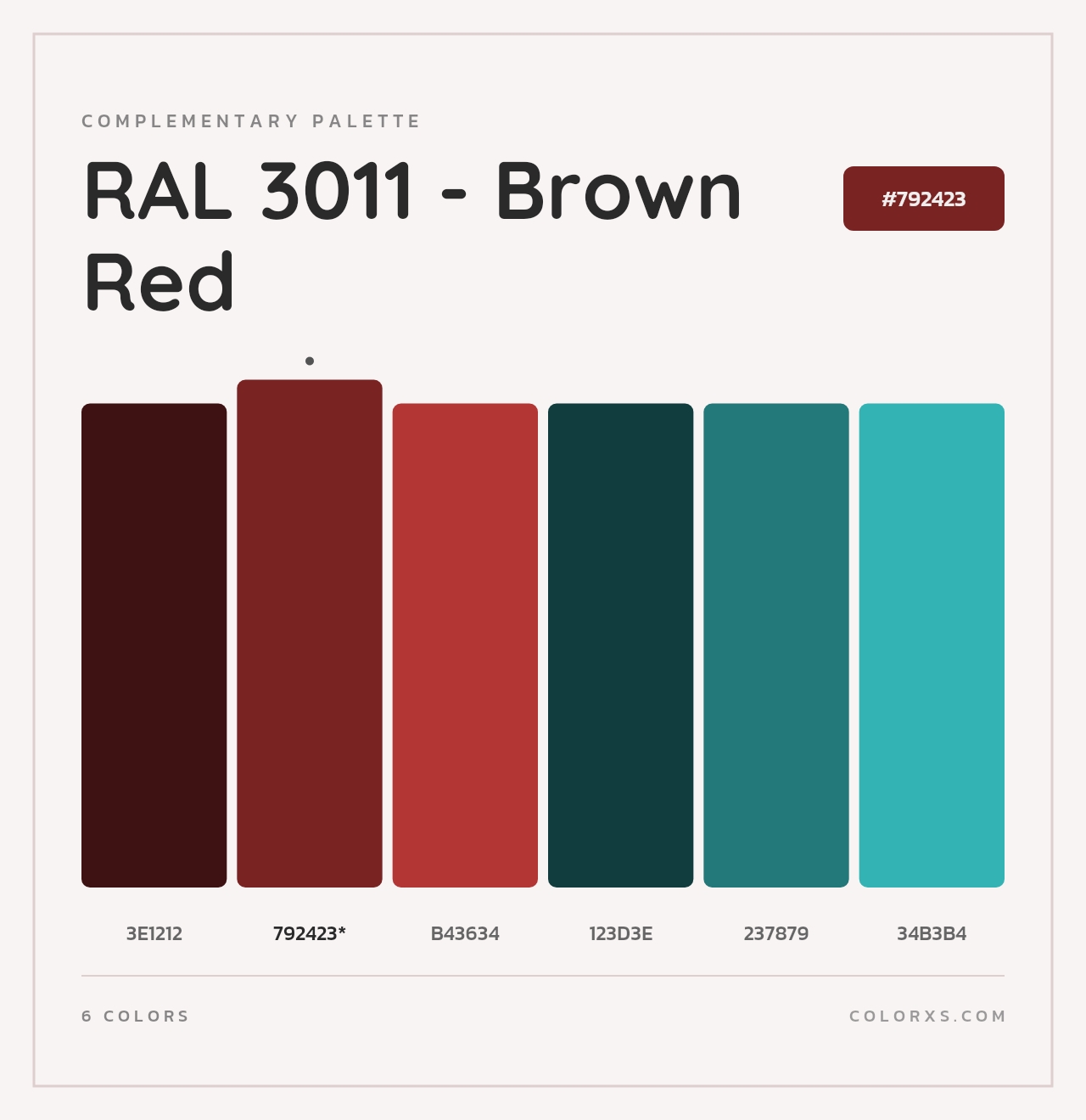 RAL 3011 - Brown Red - Complementary Color Palette