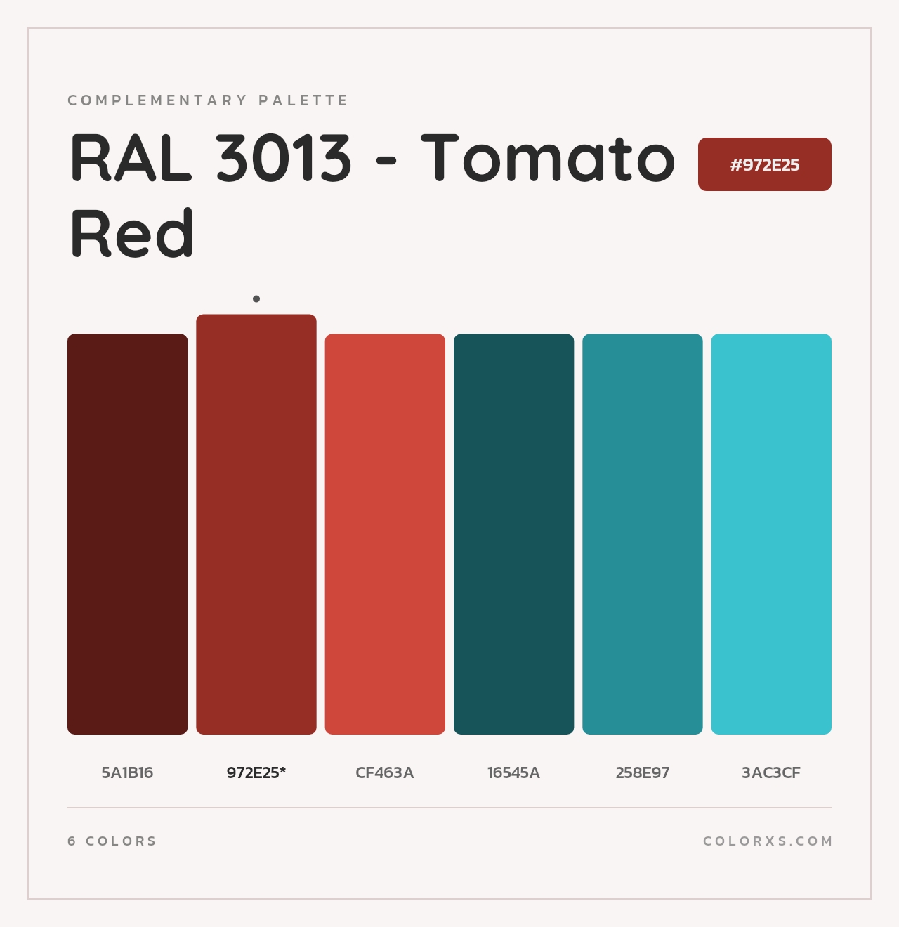 RAL 3013 - Tomato Red - Complementary Color Palette