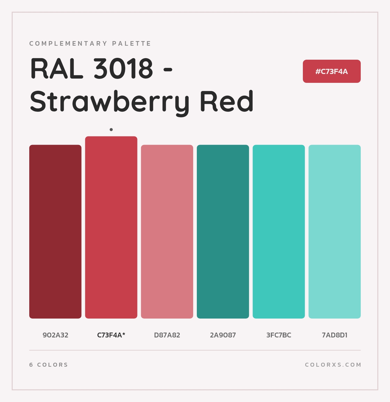RAL 3018 - Strawberry Red - Complementary Color Palette