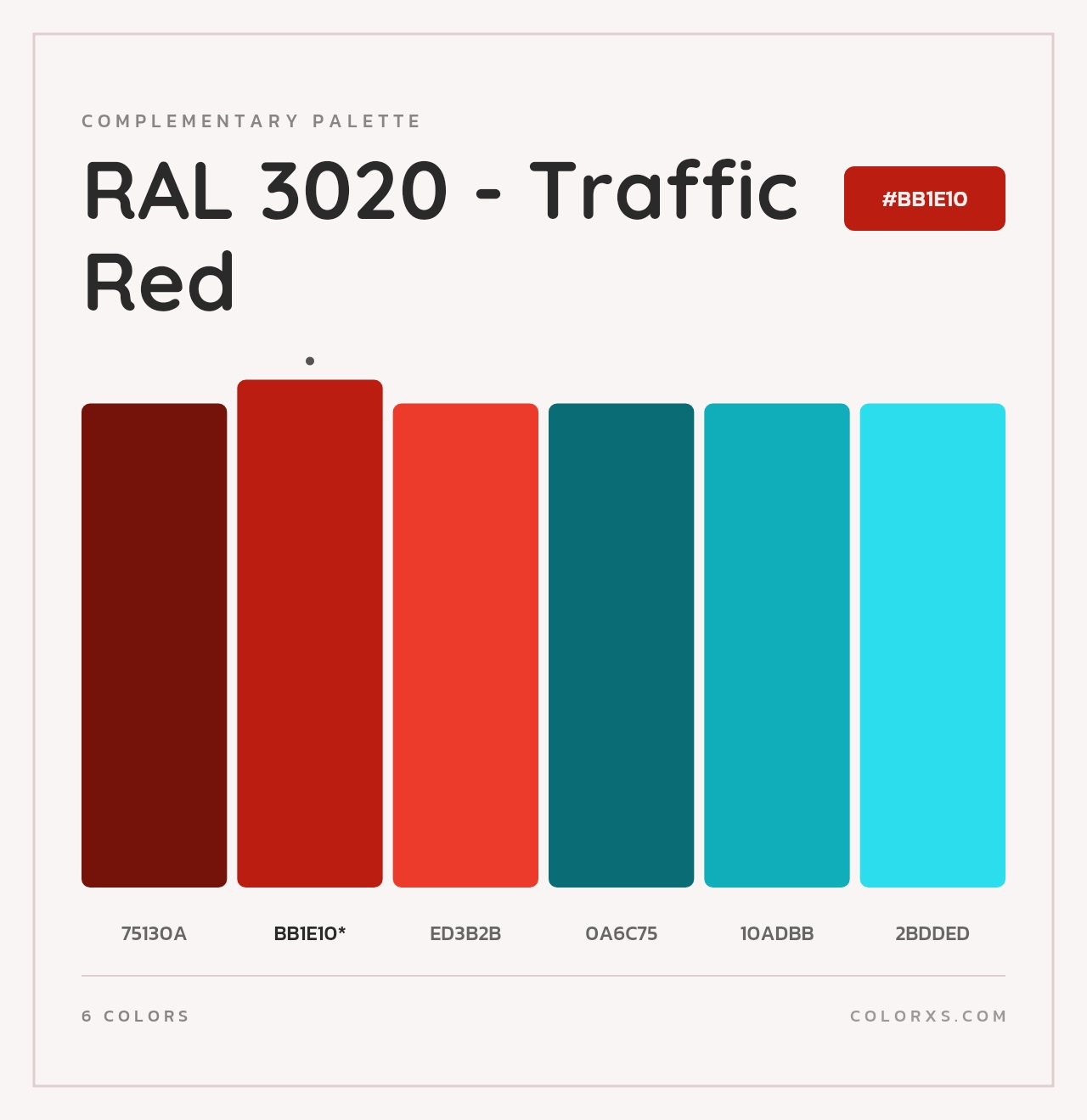 RAL 3020 - Traffic Red - Complementary Color Palette