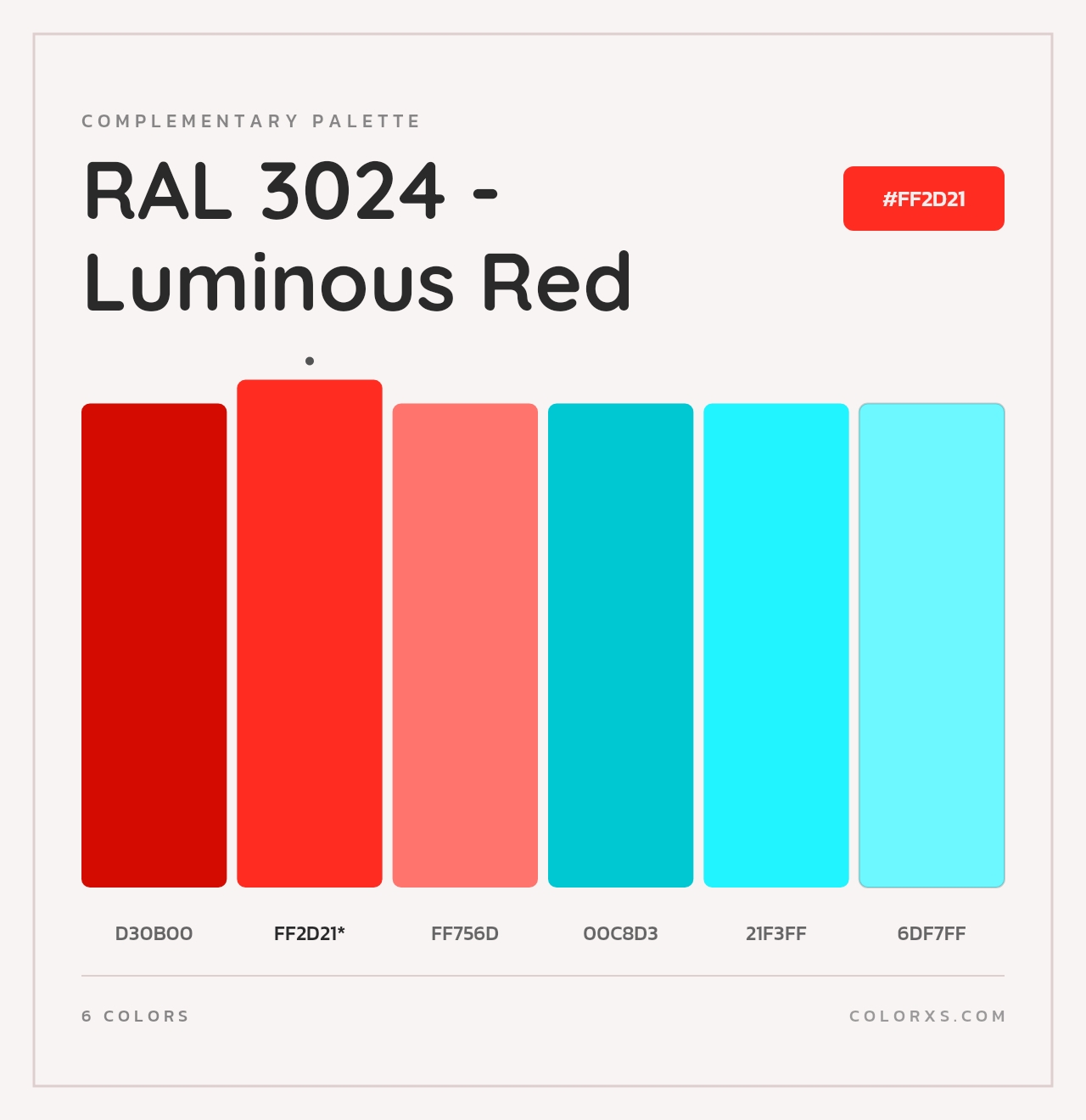 RAL 3024 - Luminous Red - Complementary Color Palette