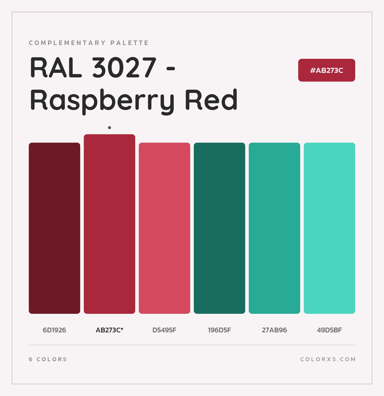RAL 3027 - Raspberry Red - Complementary Color Palette