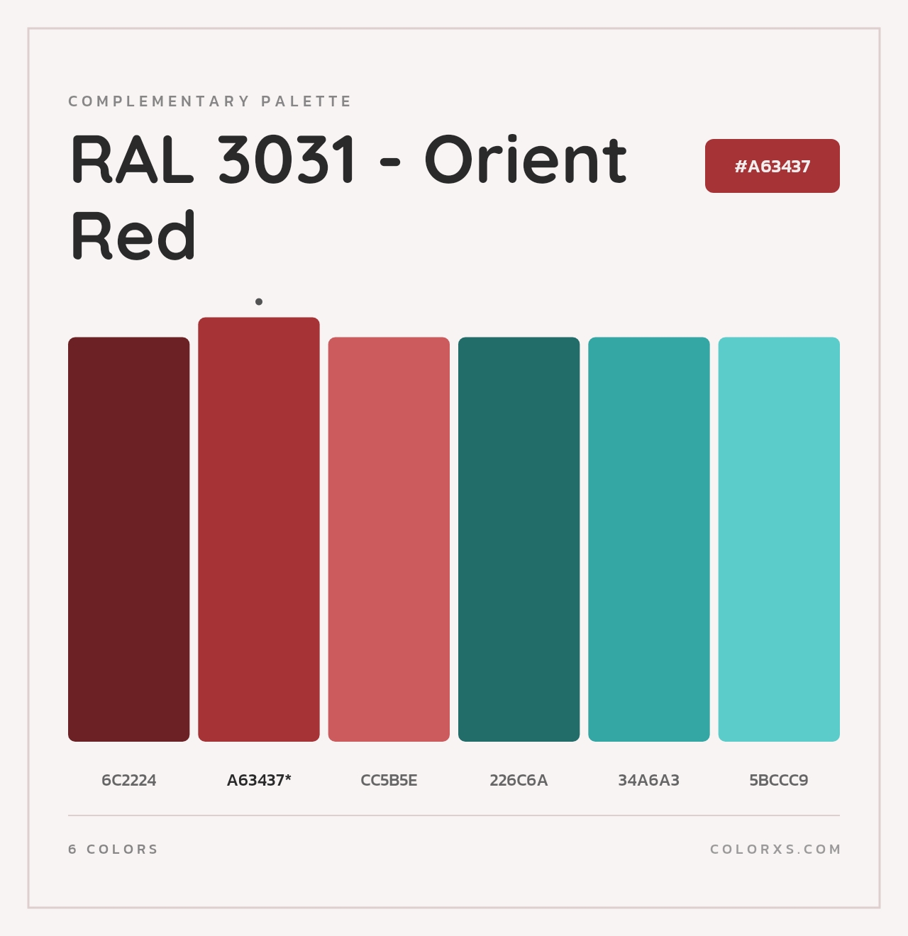 RAL 3031 - Orient Red - Complementary Color Palette