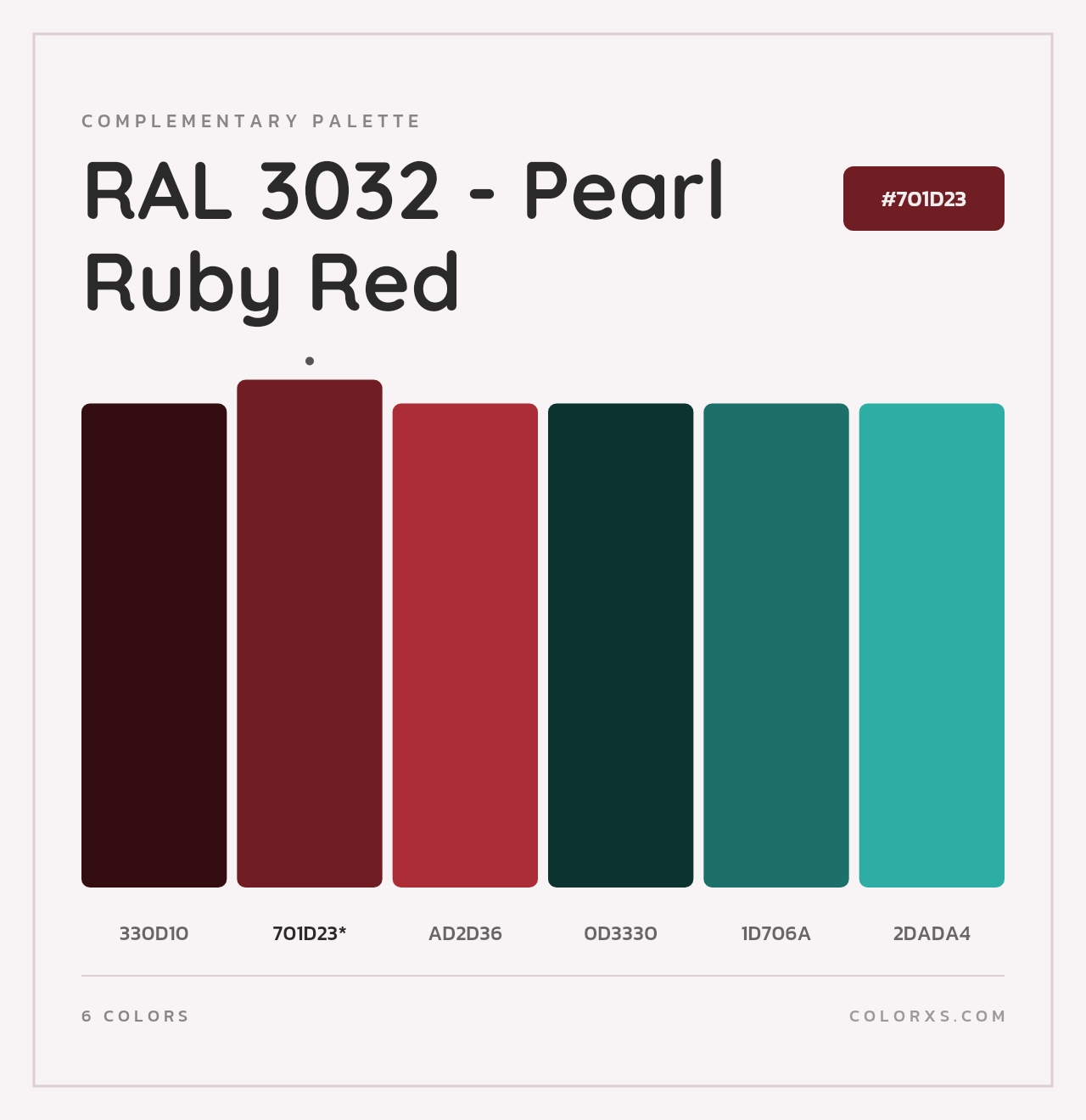 RAL 3032 - Pearl Ruby Red - Complementary Color Palette