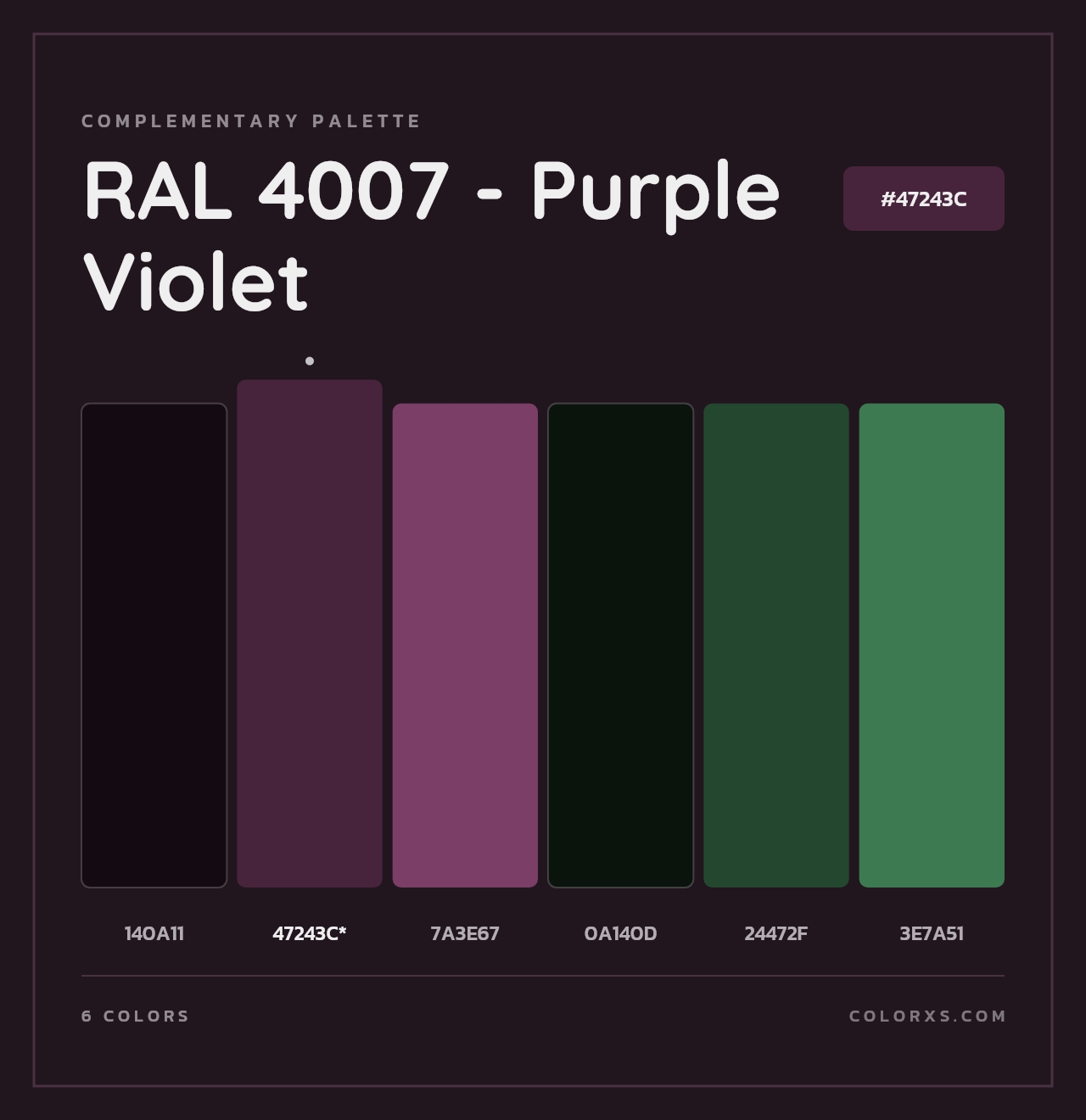 RAL 4007 - Purple Violet - Complementary Color Palette