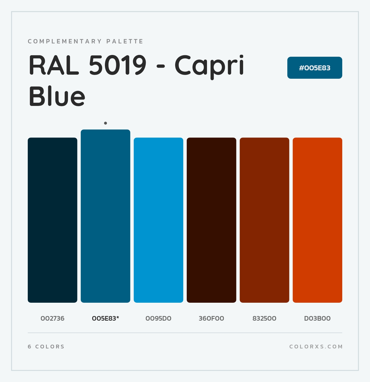 RAL 5019 - Capri Blue - Complementary Color Palette