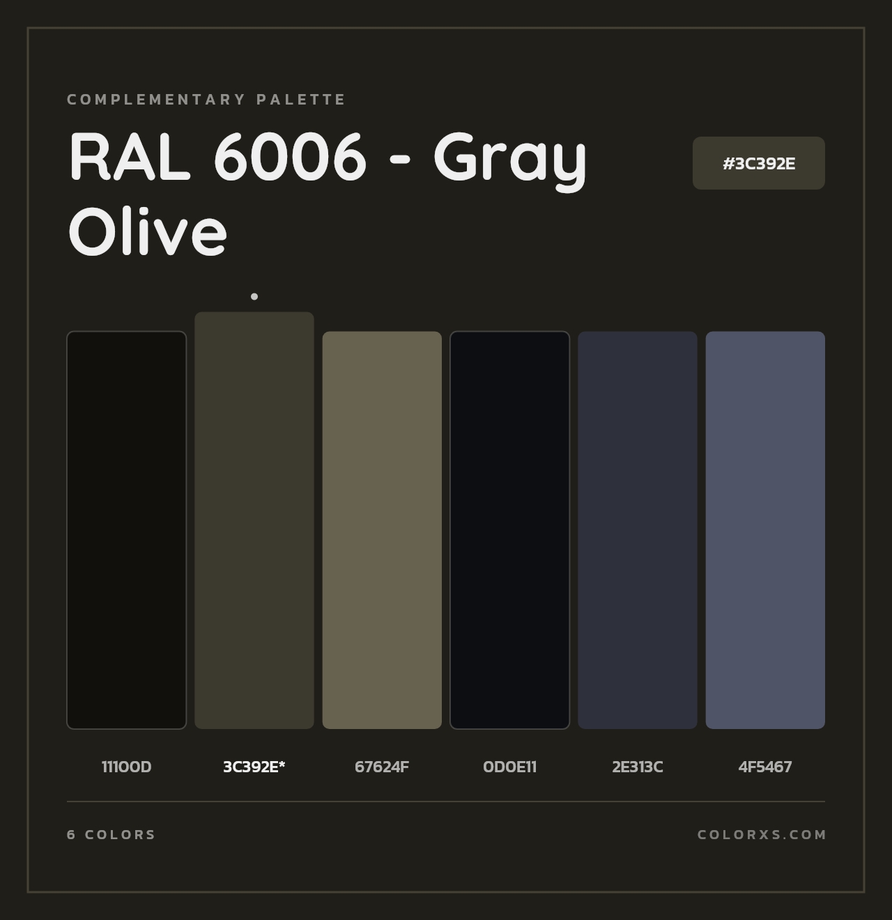 RAL 6006 - Gray Olive - Complementary Color Palette