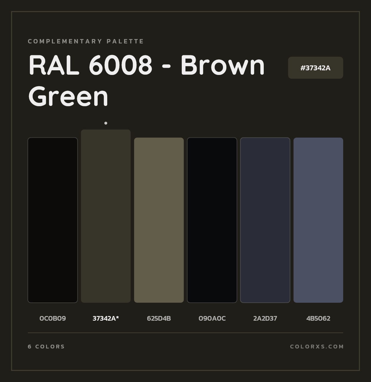 RAL 6008 - Brown Green - Complementary Color Palette