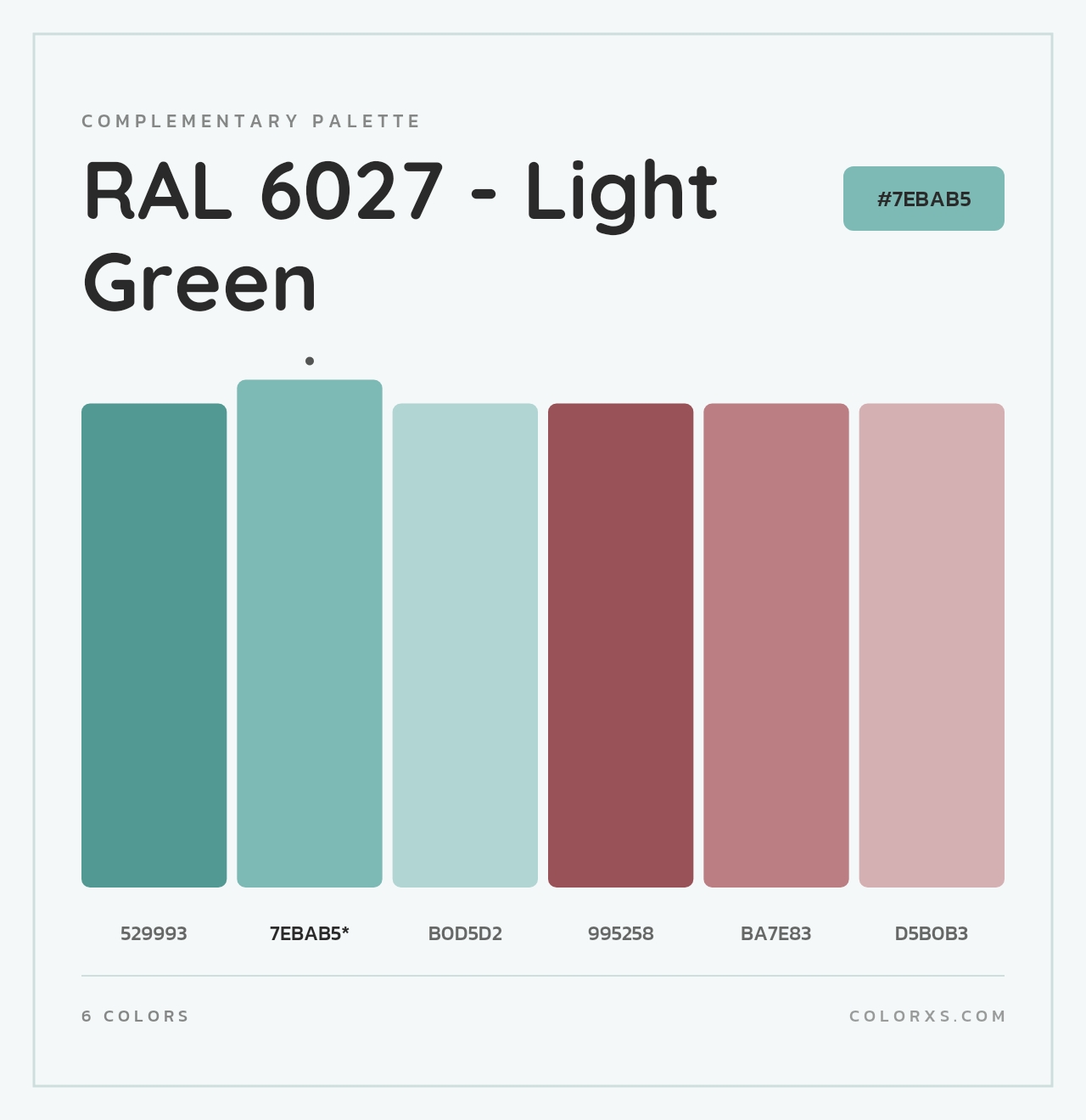 RAL 6027 - Light Green - Complementary Color Palette