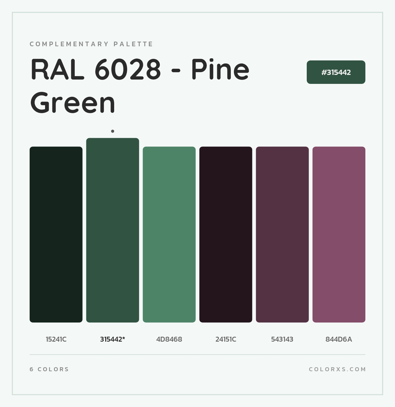 RAL 6028 - Pine Green - Complementary Color Palette