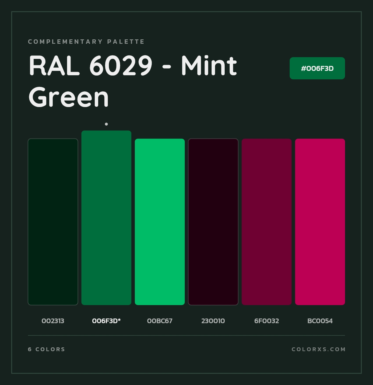 RAL 6029 - Mint Green - Complementary Color Palette