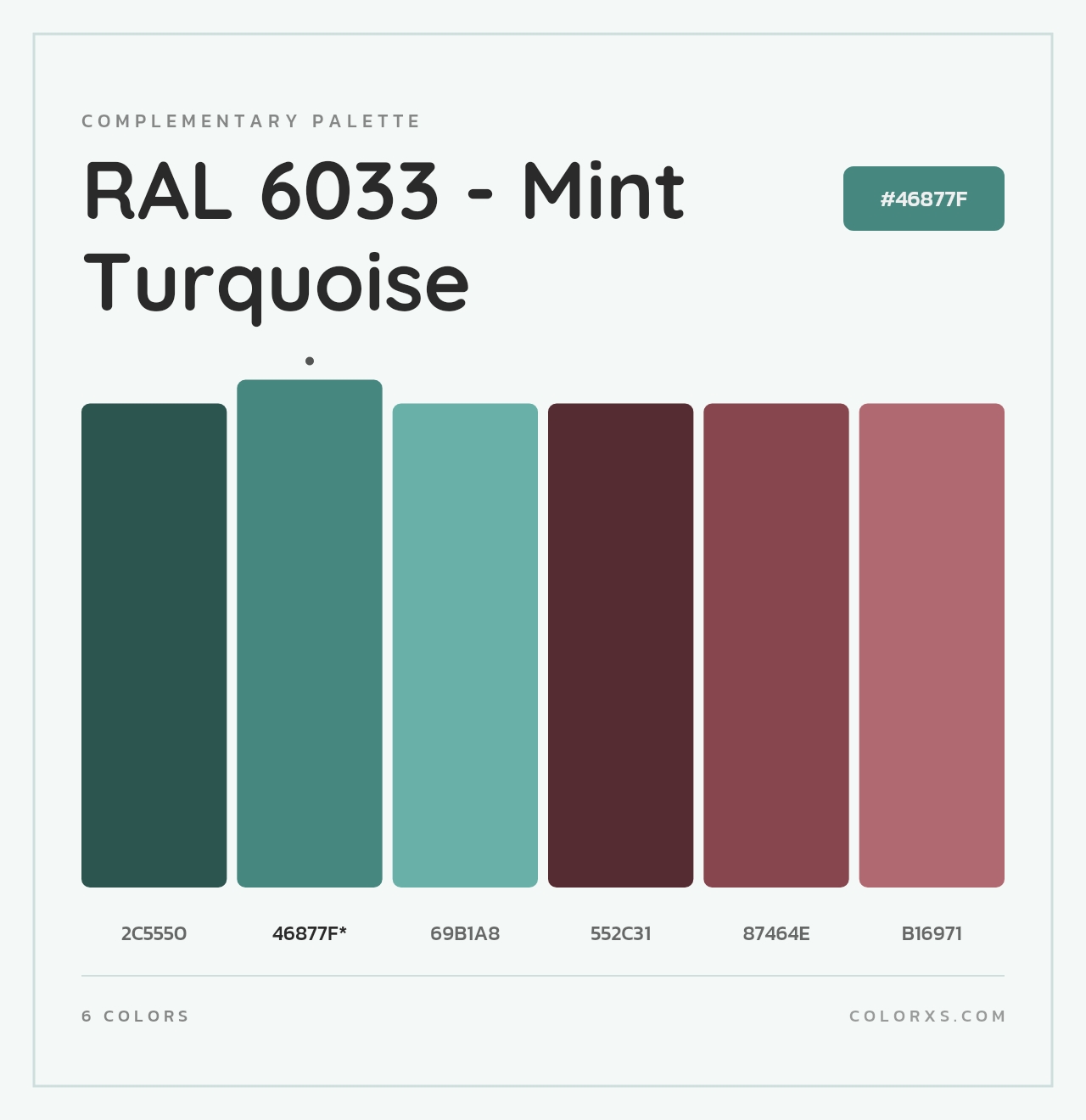 RAL 6033 - Mint Turquoise - Complementary Color Palette