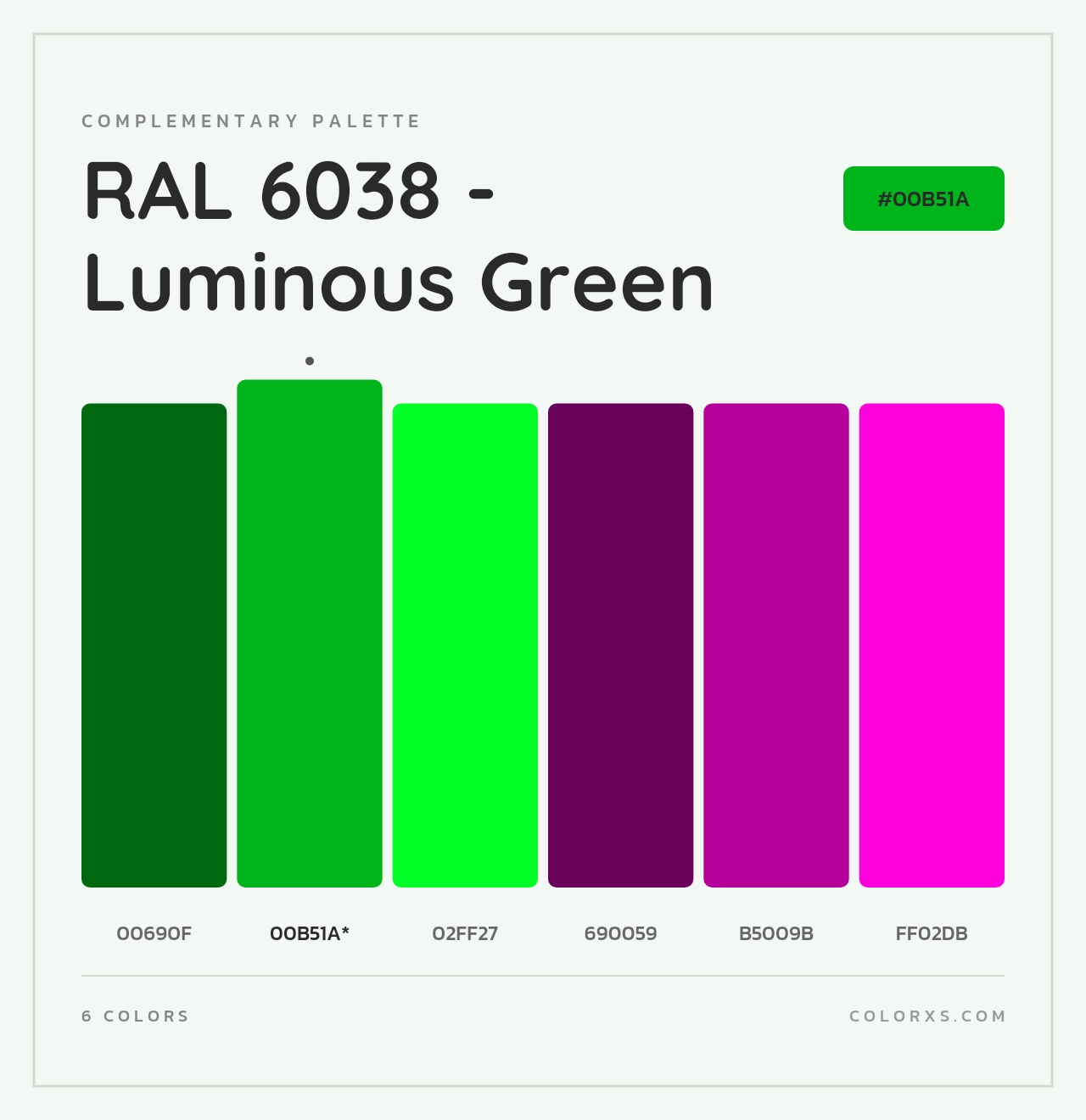RAL 6038 - Luminous Green - Complementary Color Palette