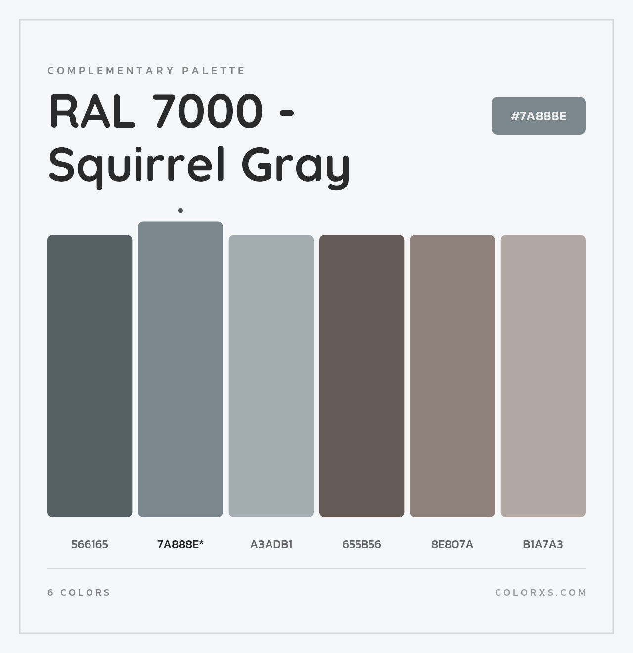 RAL 7000 - Squirrel Gray - Complementary Color Palette