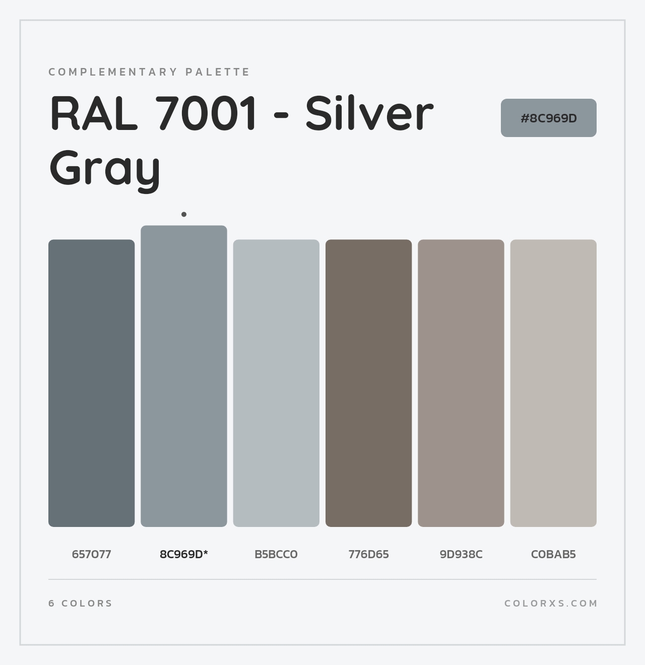 RAL 7001 - Silver Gray - Complementary Color Palette