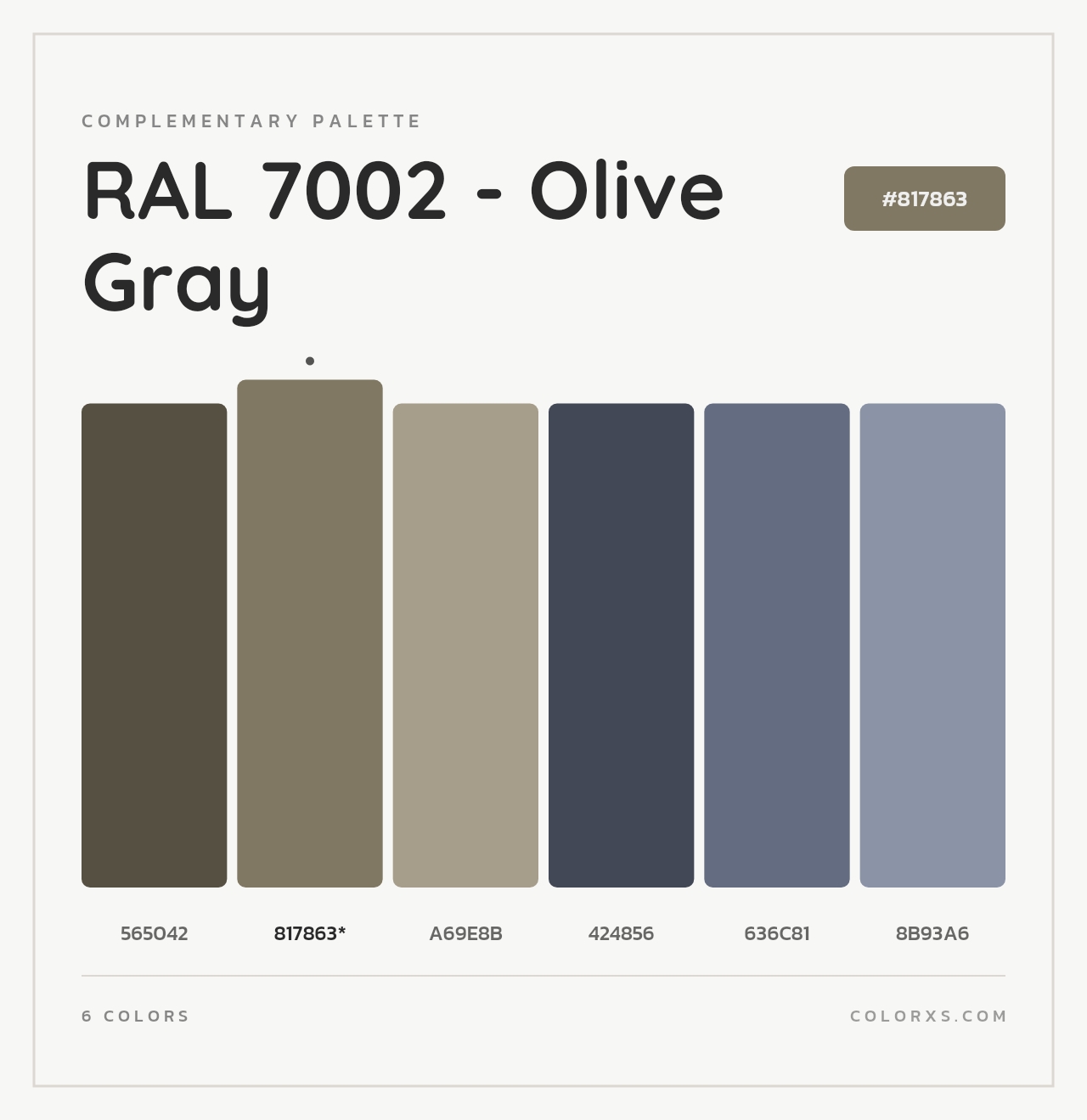 RAL 7002 - Olive Gray - Complementary Color Palette