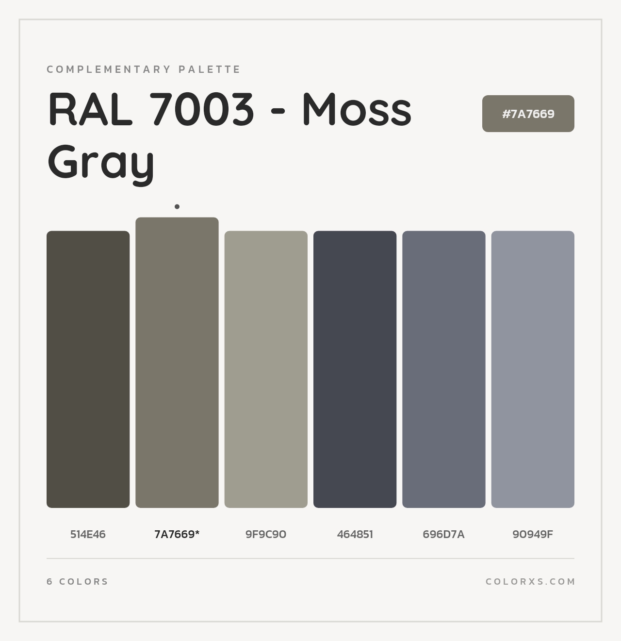 RAL 7003 - Moss Gray - Complementary Color Palette