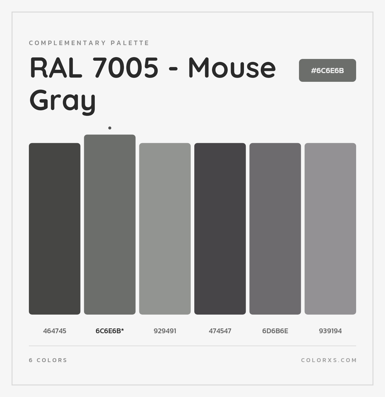RAL 7005 - Mouse Gray - Complementary Color Palette