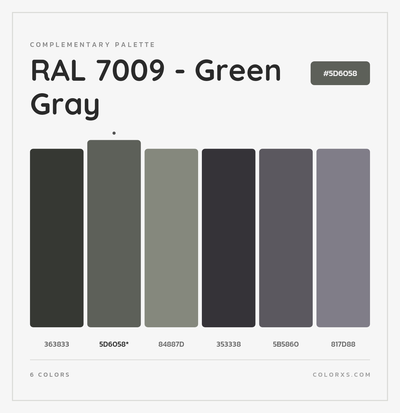 RAL 7009 - Green Gray - Complementary Color Palette