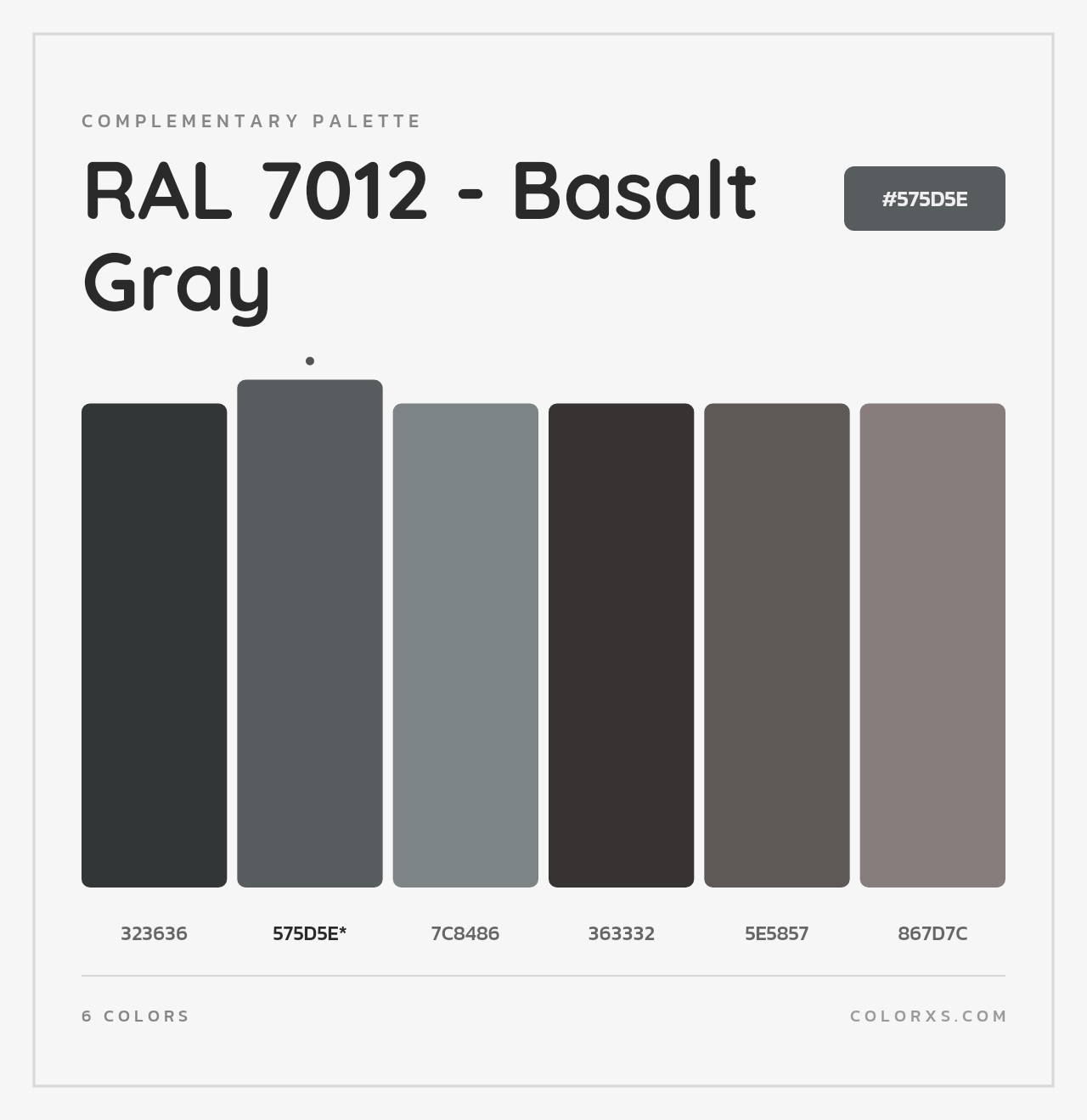 RAL 7012 - Basalt Gray - Complementary Color Palette