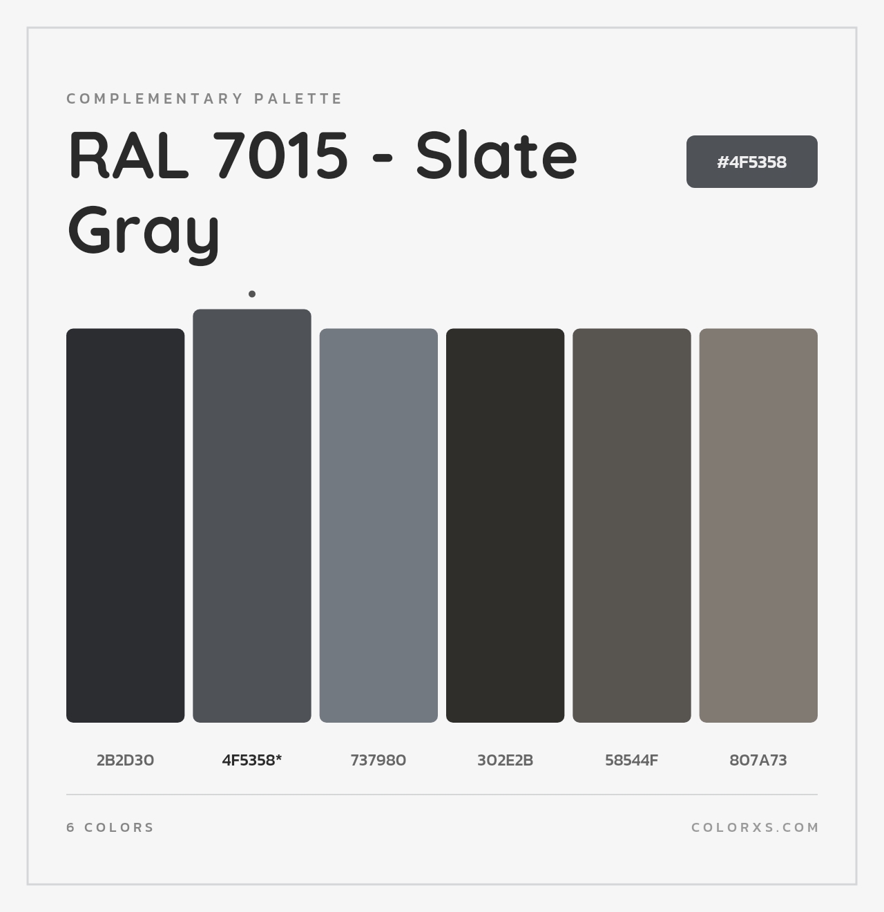 RAL 7015 - Slate Gray - Complementary Color Palette