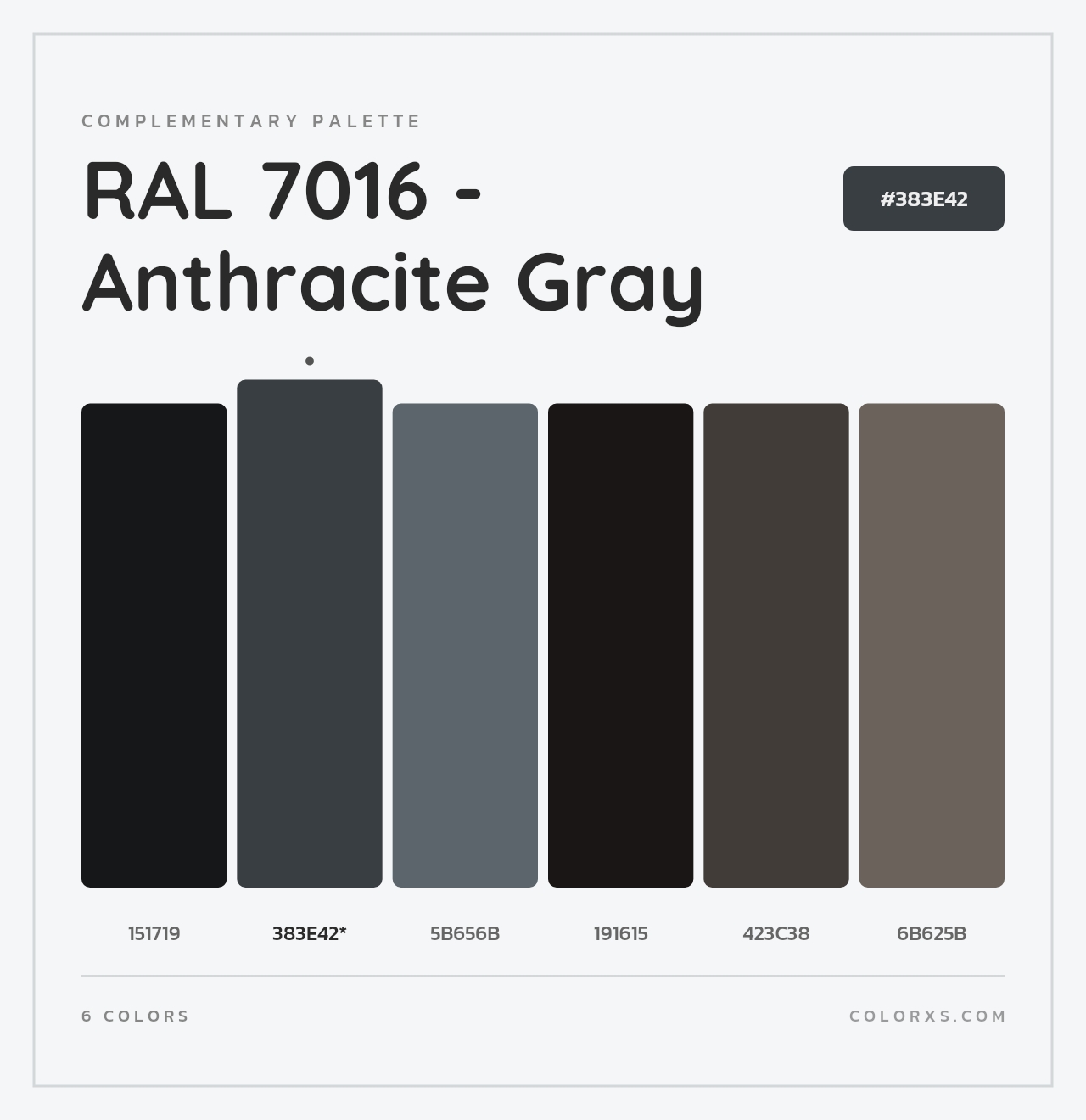 RAL 7016 - Anthracite Gray - Complementary Color Palette