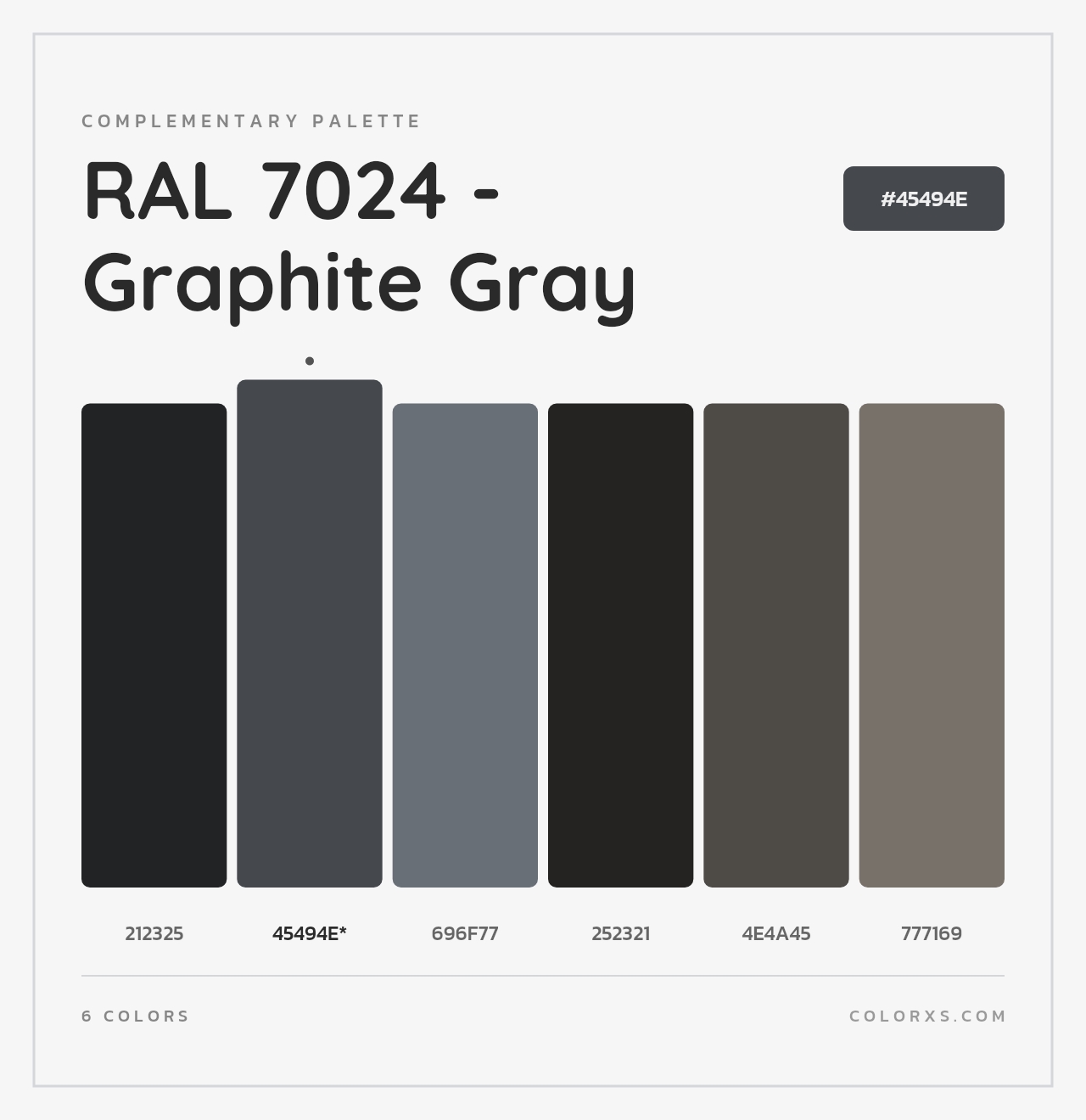 RAL 7024 - Graphite Gray - Complementary Color Palette