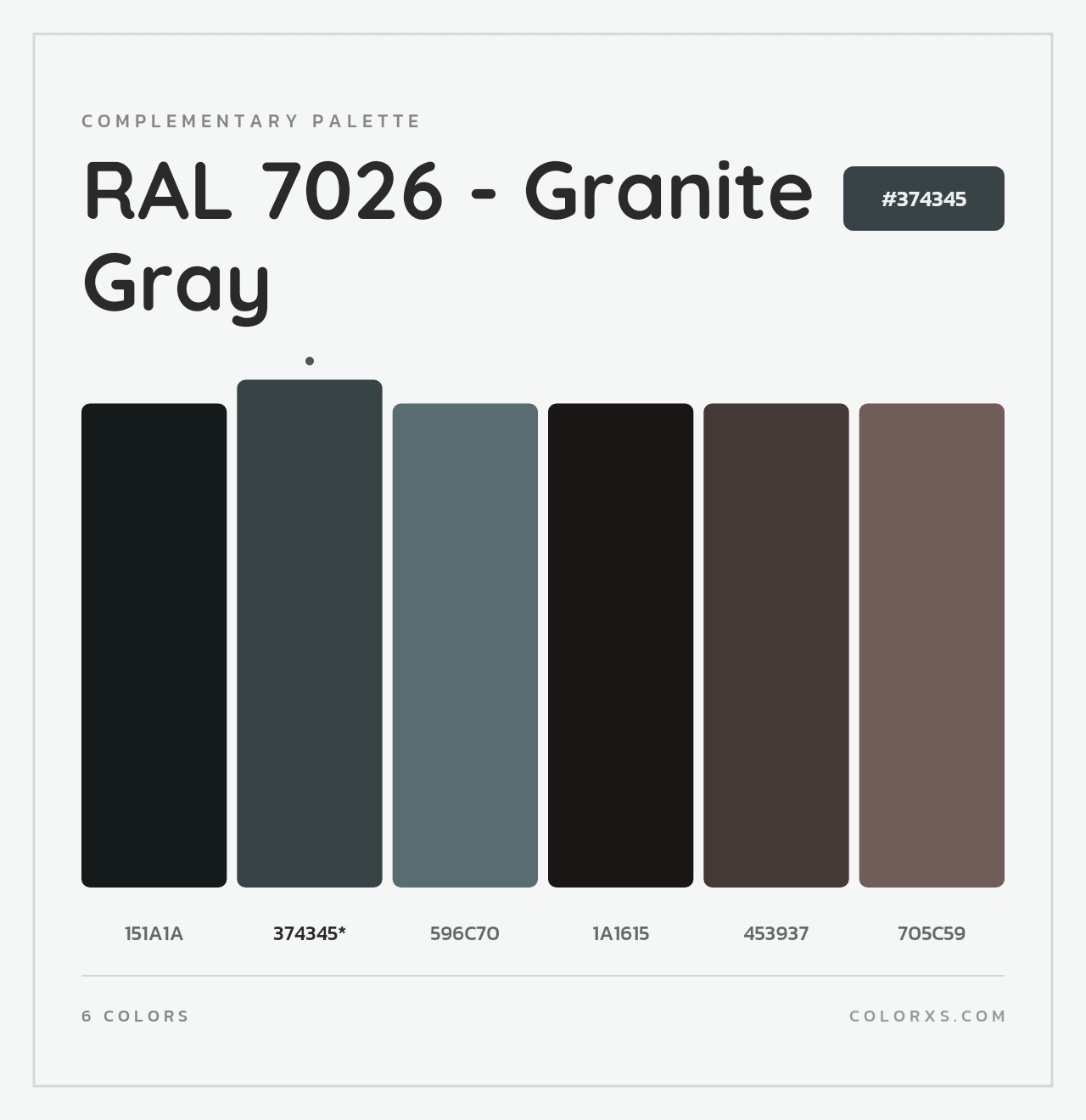 RAL 7026 - Granite Gray - Complementary Color Palette