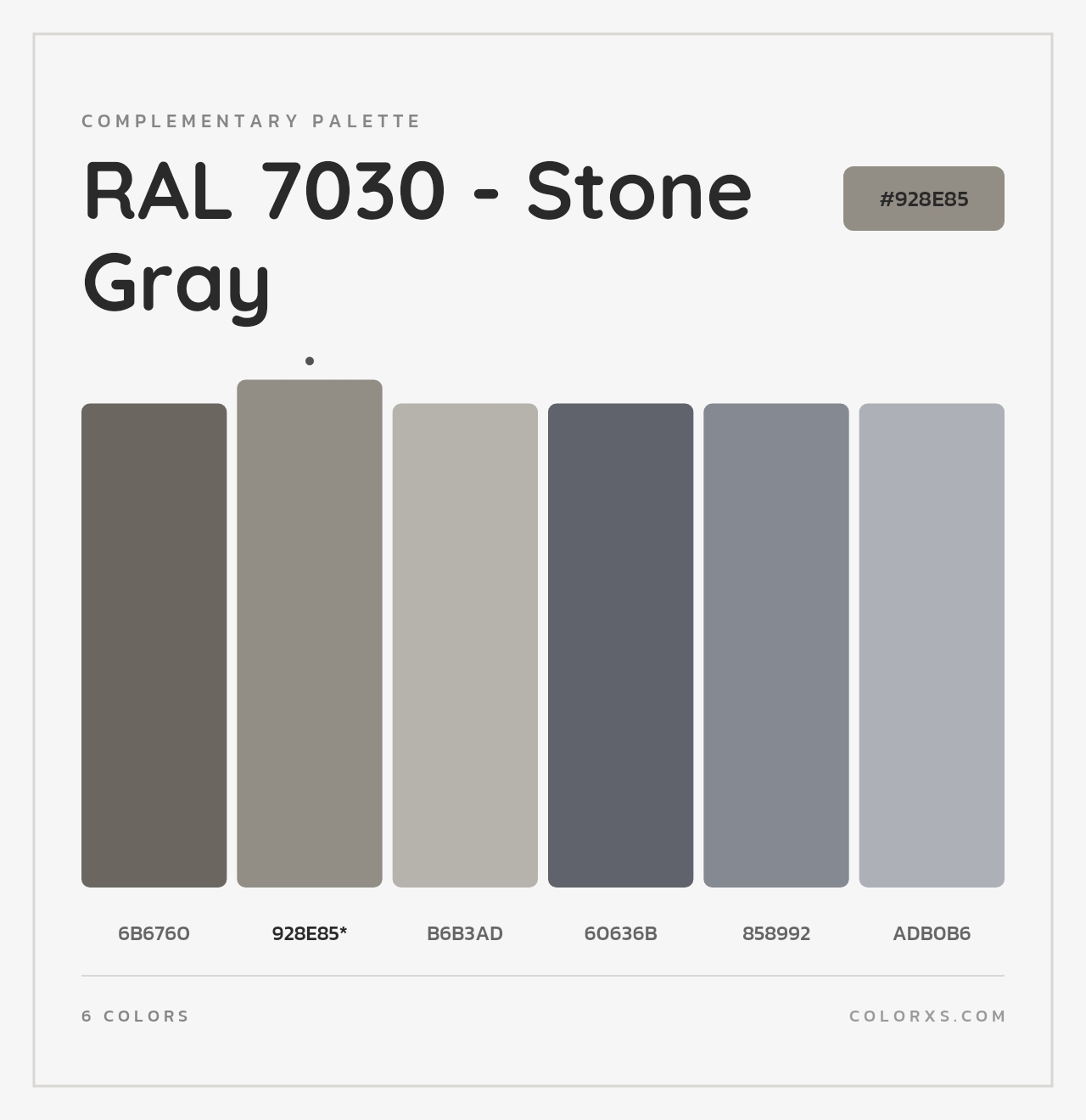 RAL 7030 - Stone Gray - Complementary Color Palette