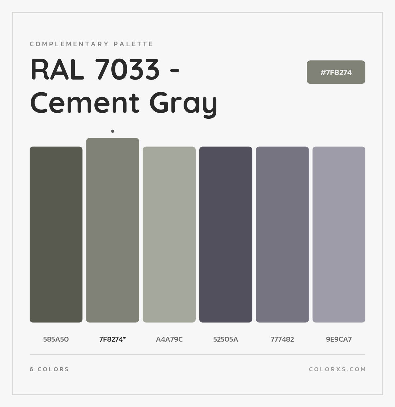 RAL 7033 - Cement Gray - Complementary Color Palette