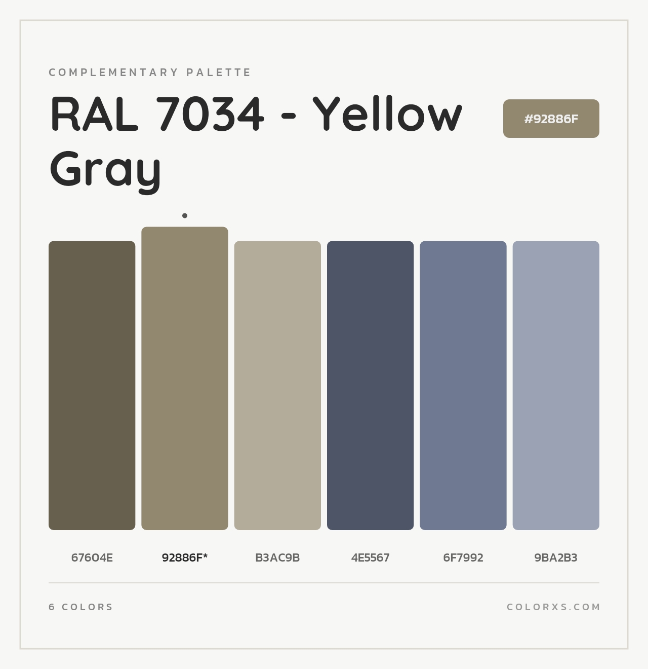 RAL 7034 - Yellow Gray - Complementary Color Palette