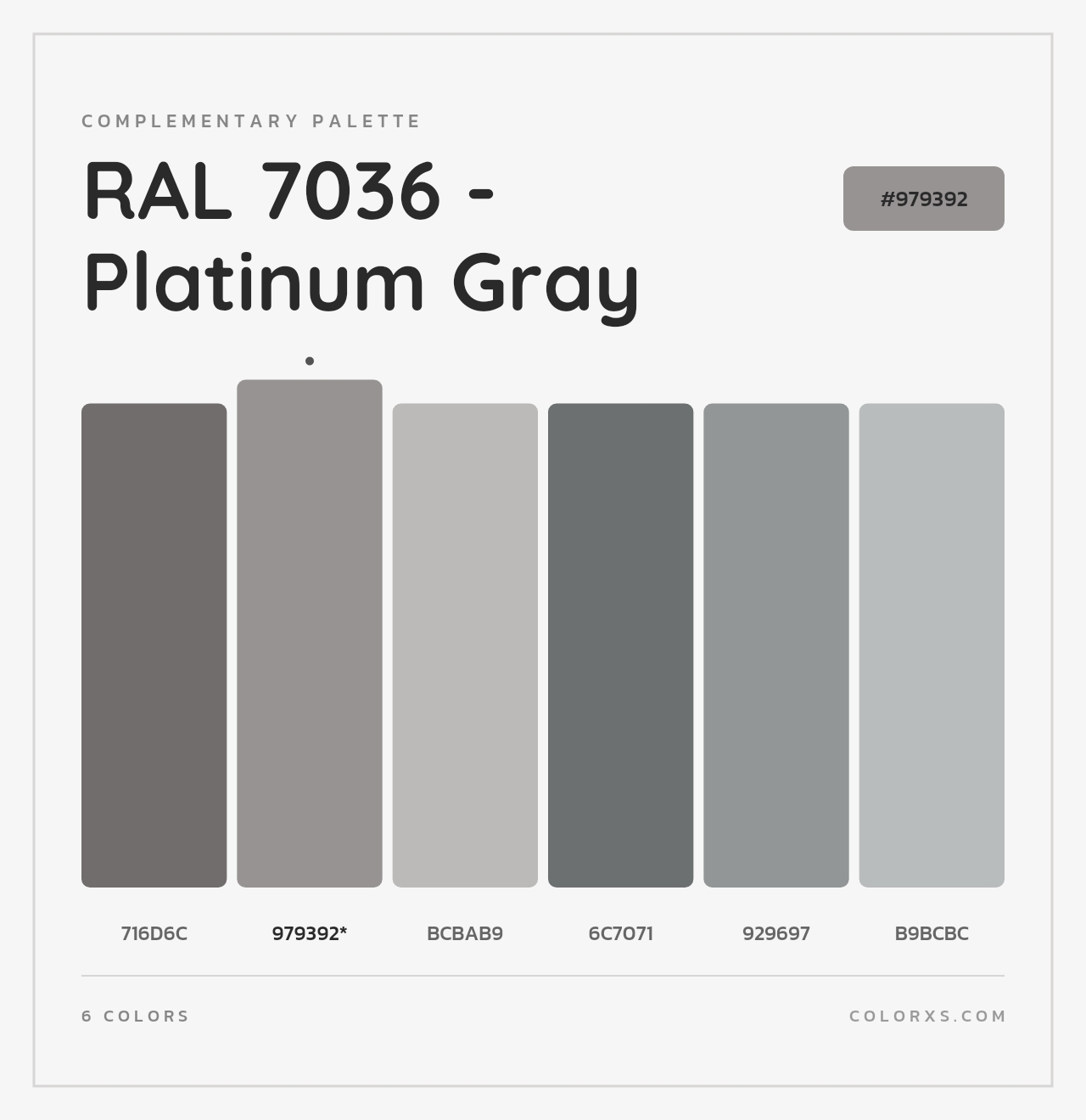 RAL 7036 - Platinum Gray - Complementary Color Palette